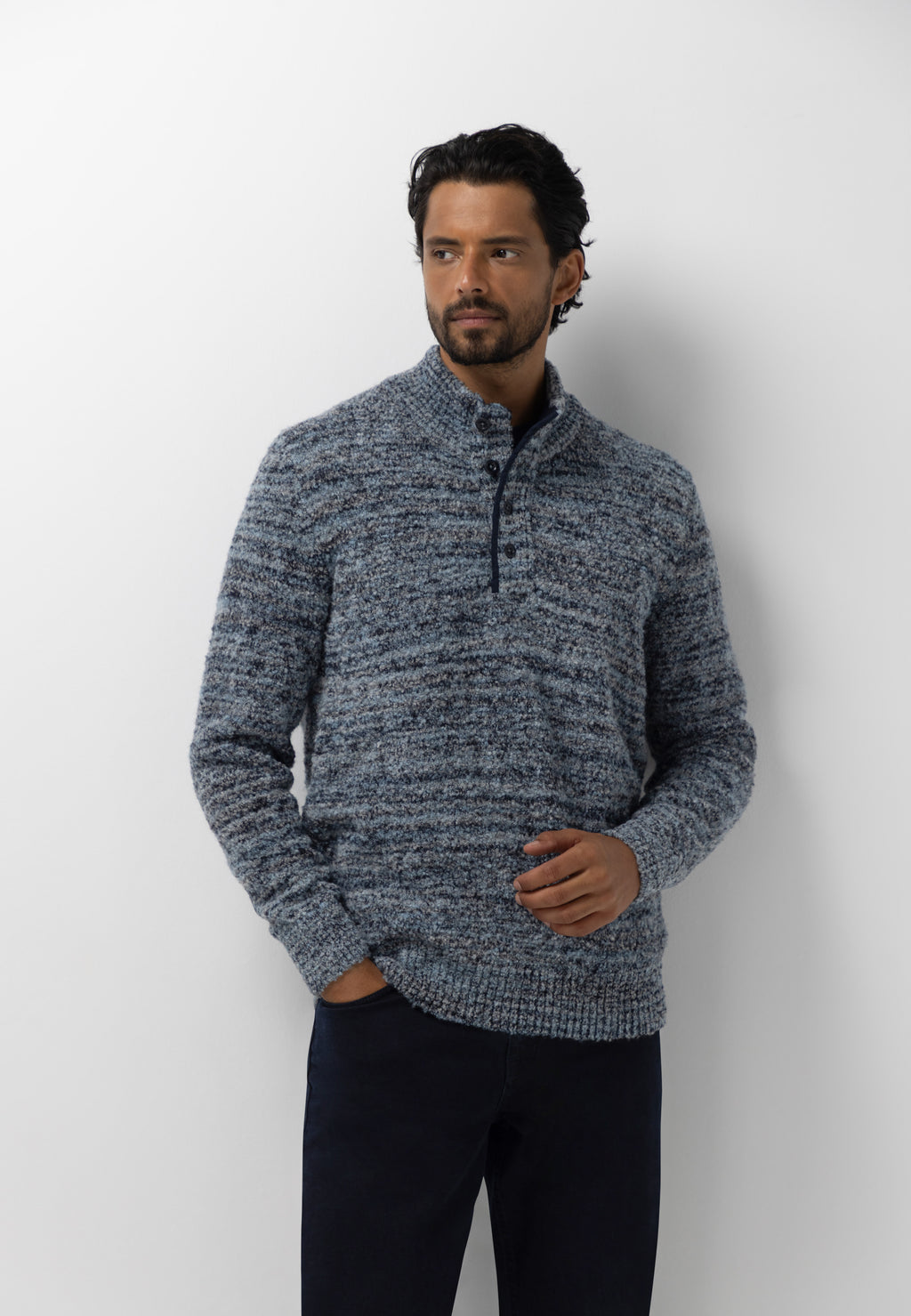 Pull chiné à demi-zip