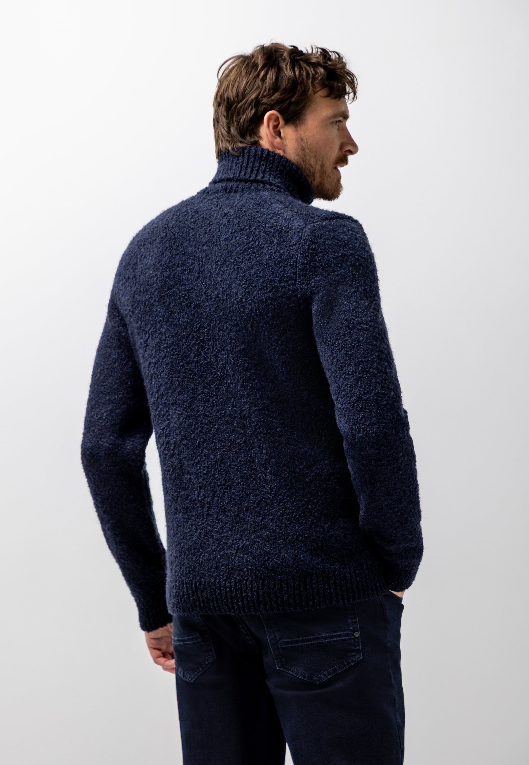 Turtleneck jumper made from bouclé yarn