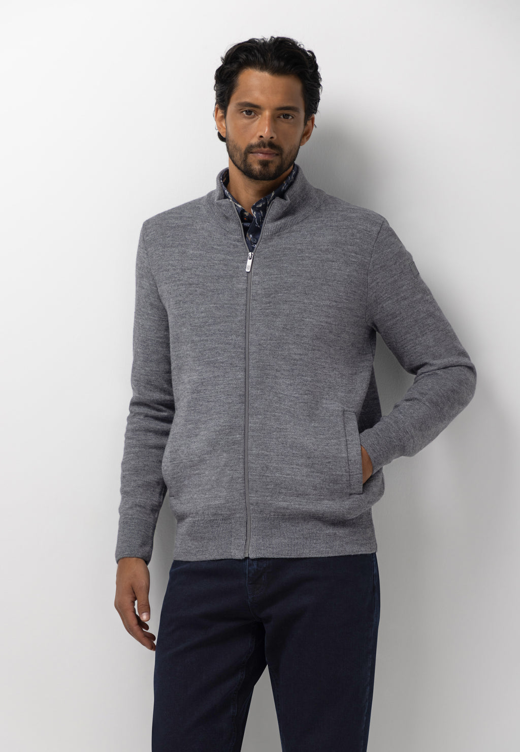 Wollmix-Strickjacke