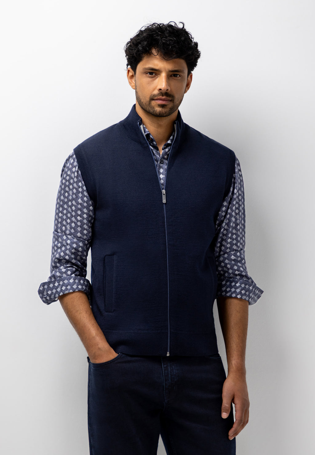 Gebreid gilet met steekzakken