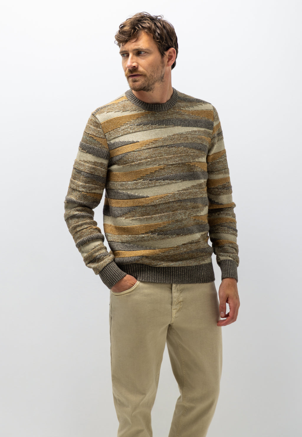Organic cotton-blend jacquard jumper