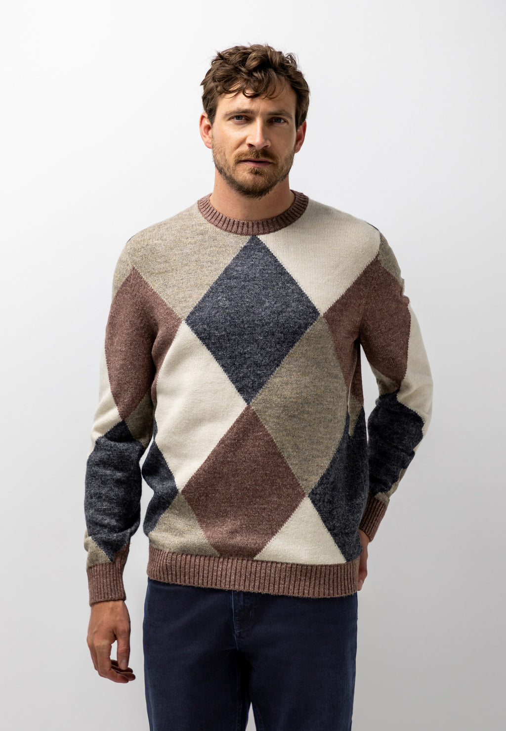 Pull jacquard en mélange de coton biologique