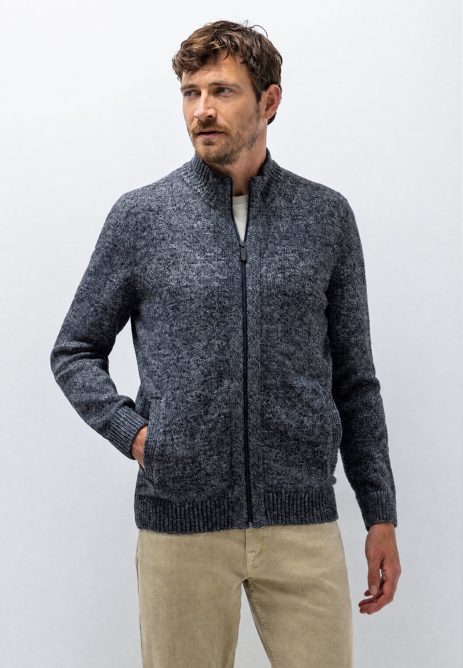 Melange cardigan with pockets
