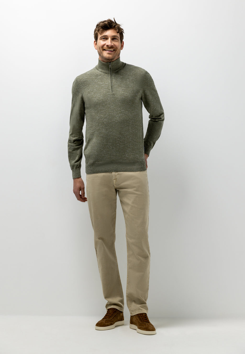 Pull chiné à col zippé