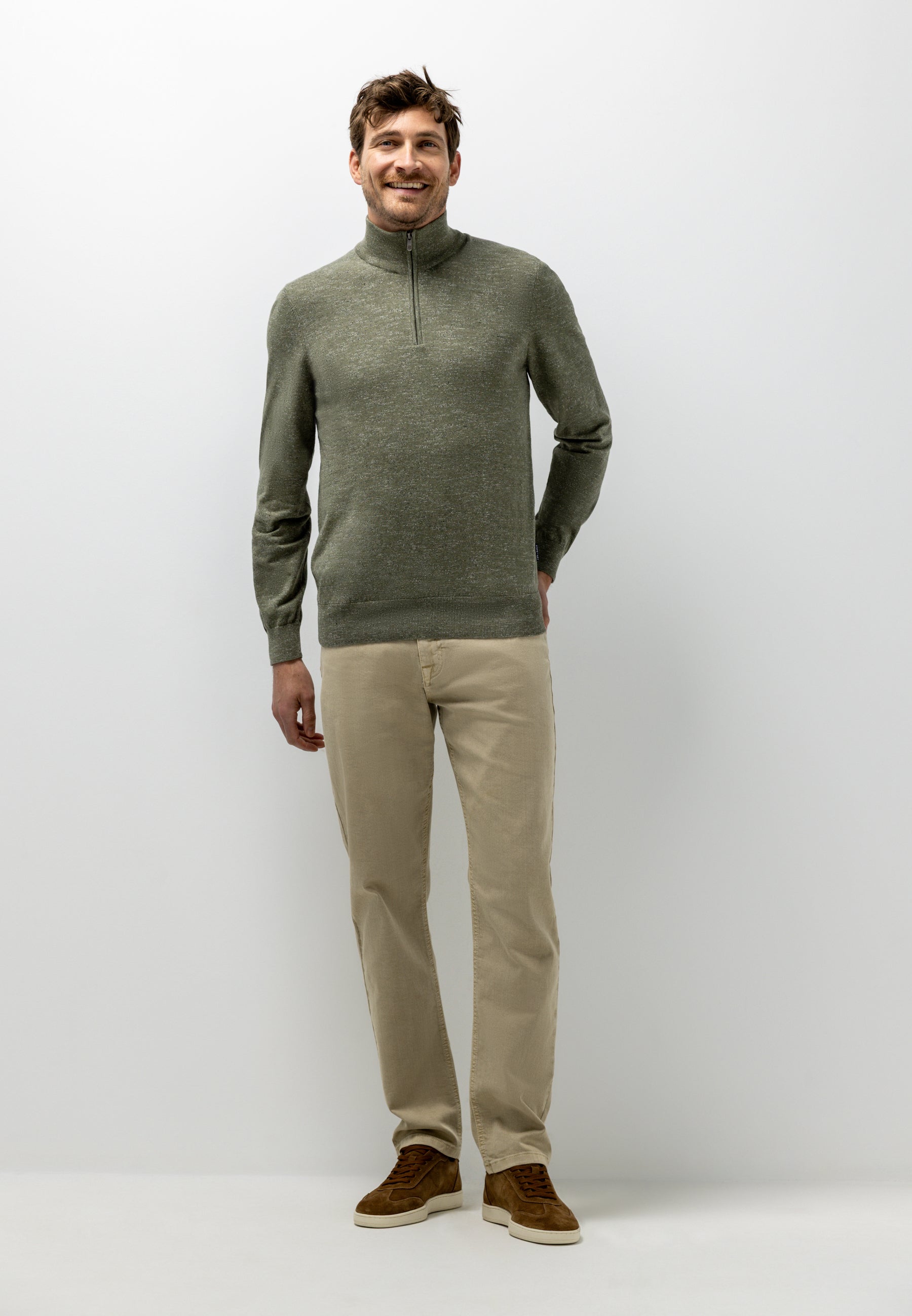 Mélange jumper with half zip