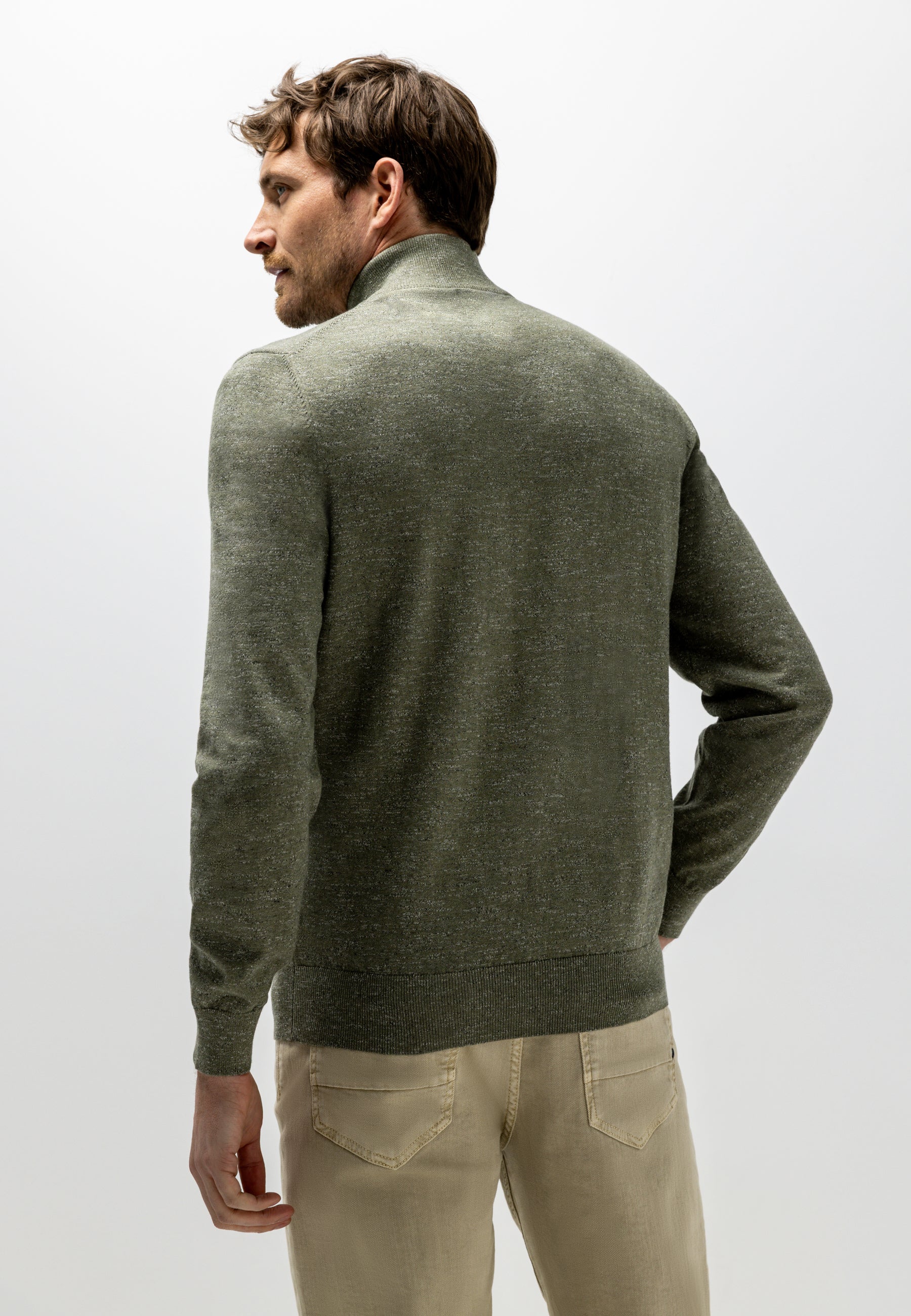 Mélange jumper with half zip