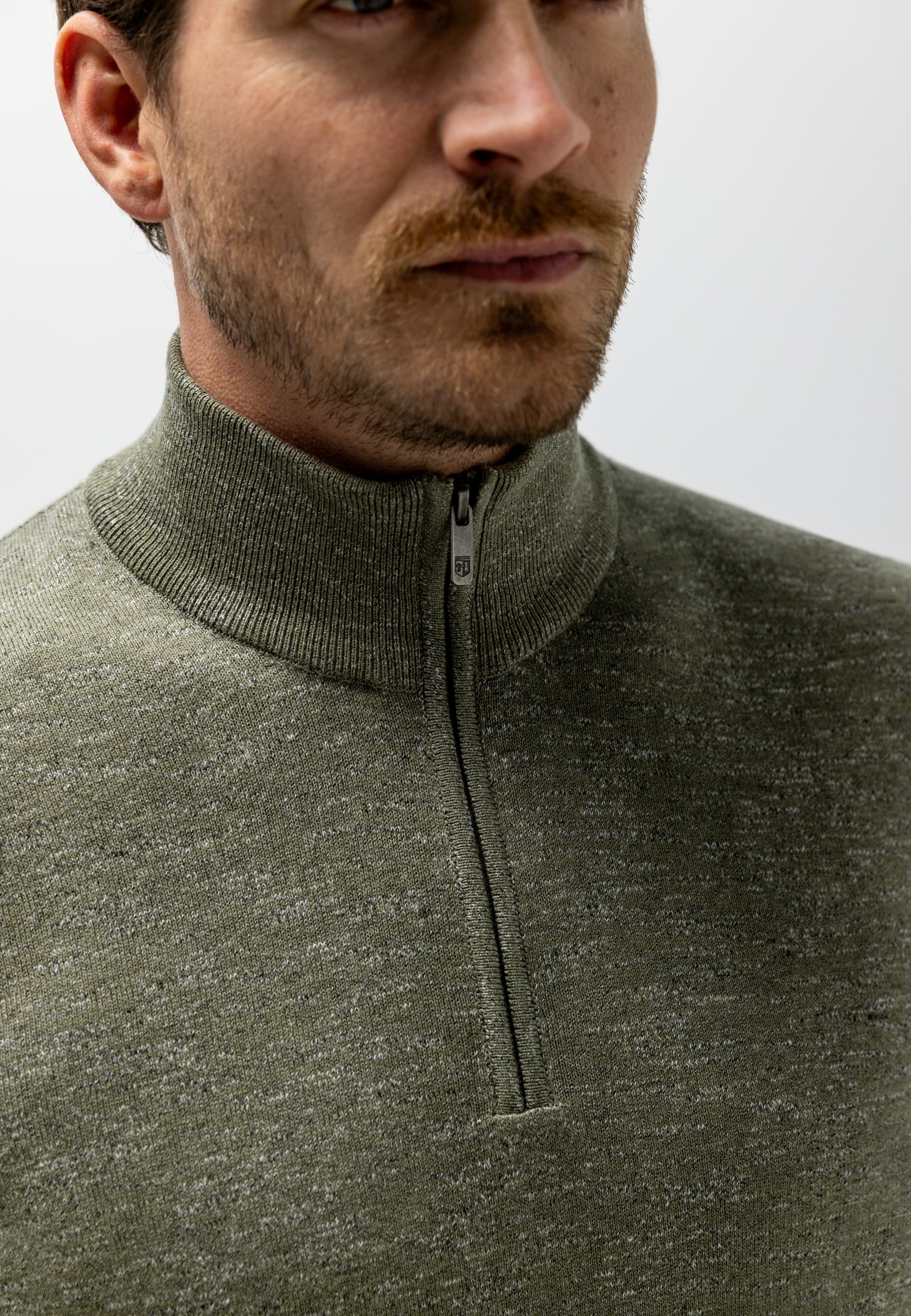 Mélange jumper with half zip