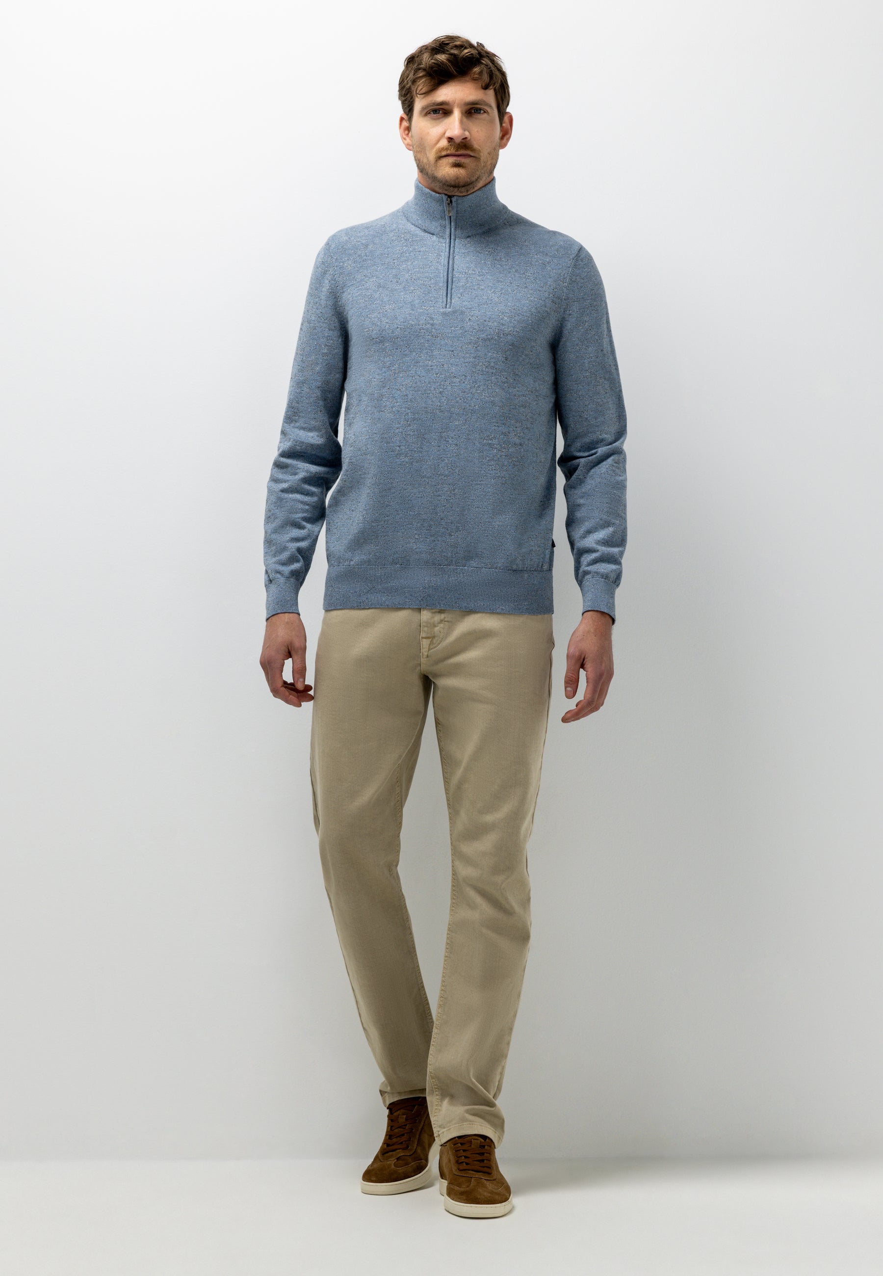 Mélange jumper with half zip