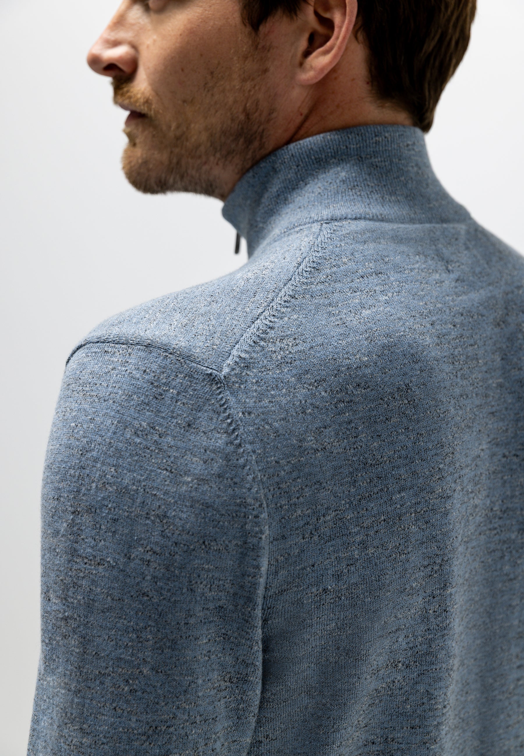 Mélange jumper with half zip
