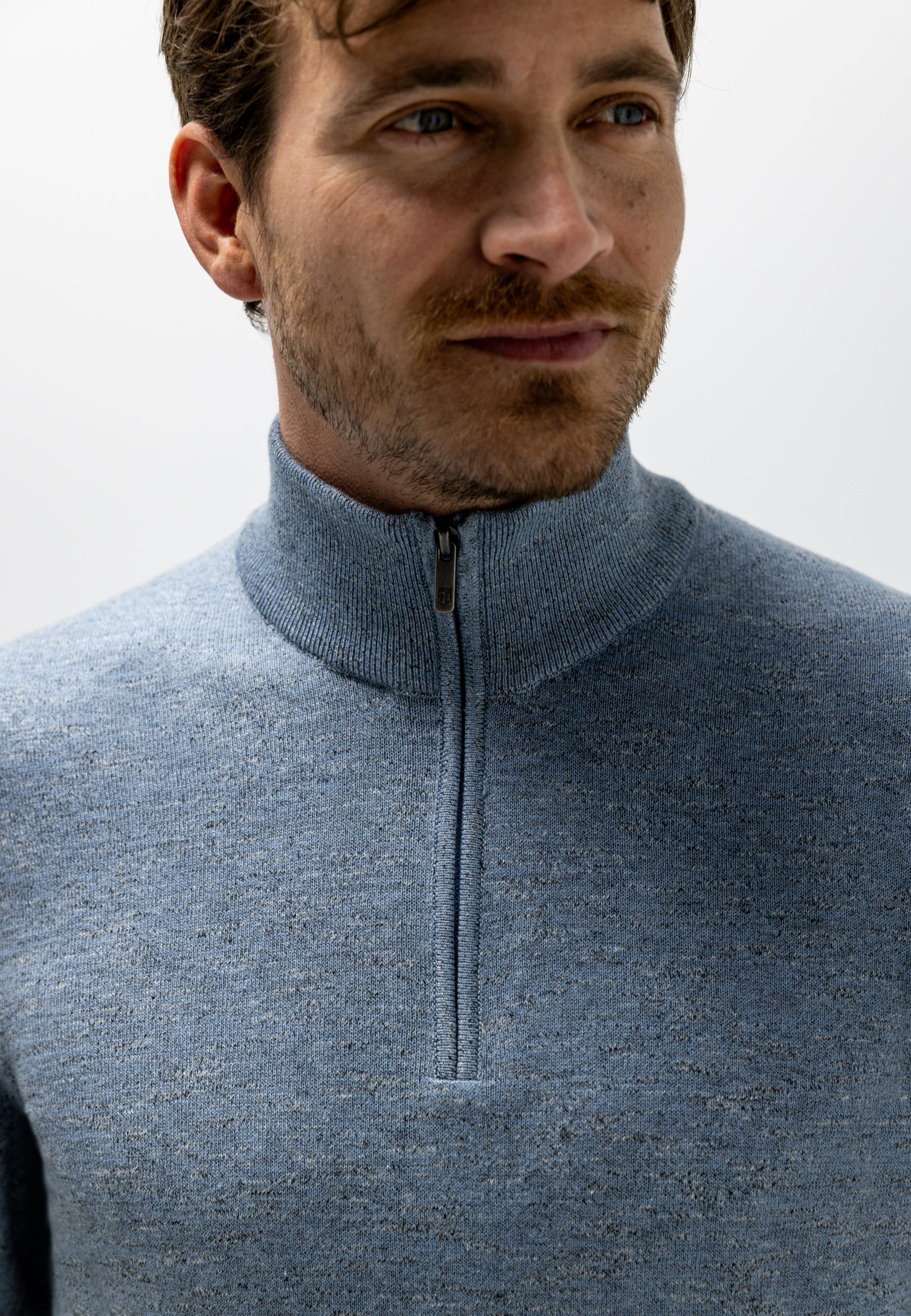 Mélange jumper with half zip