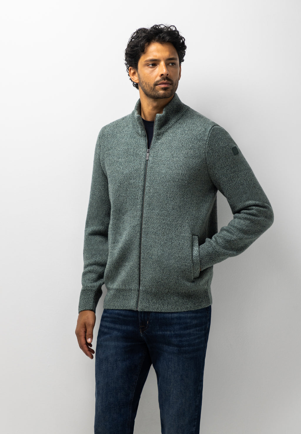 Dubbelgebreid vest met steekzakken