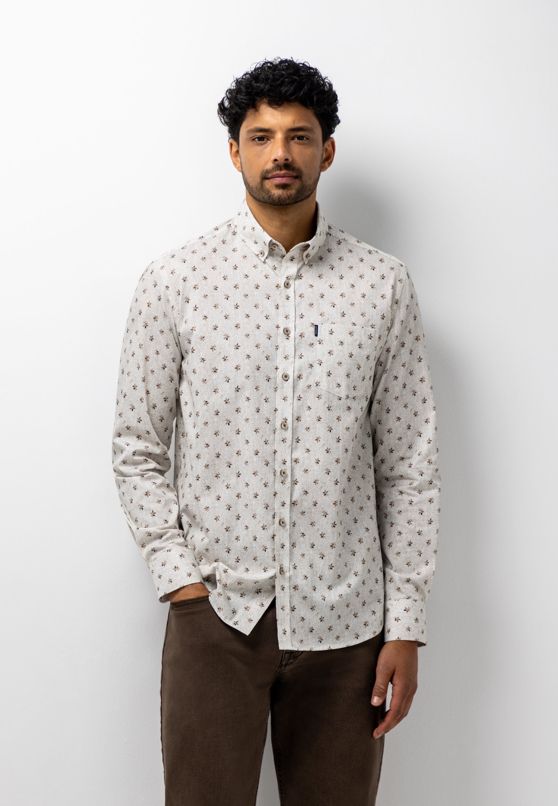 Striped shirt with textured pattern