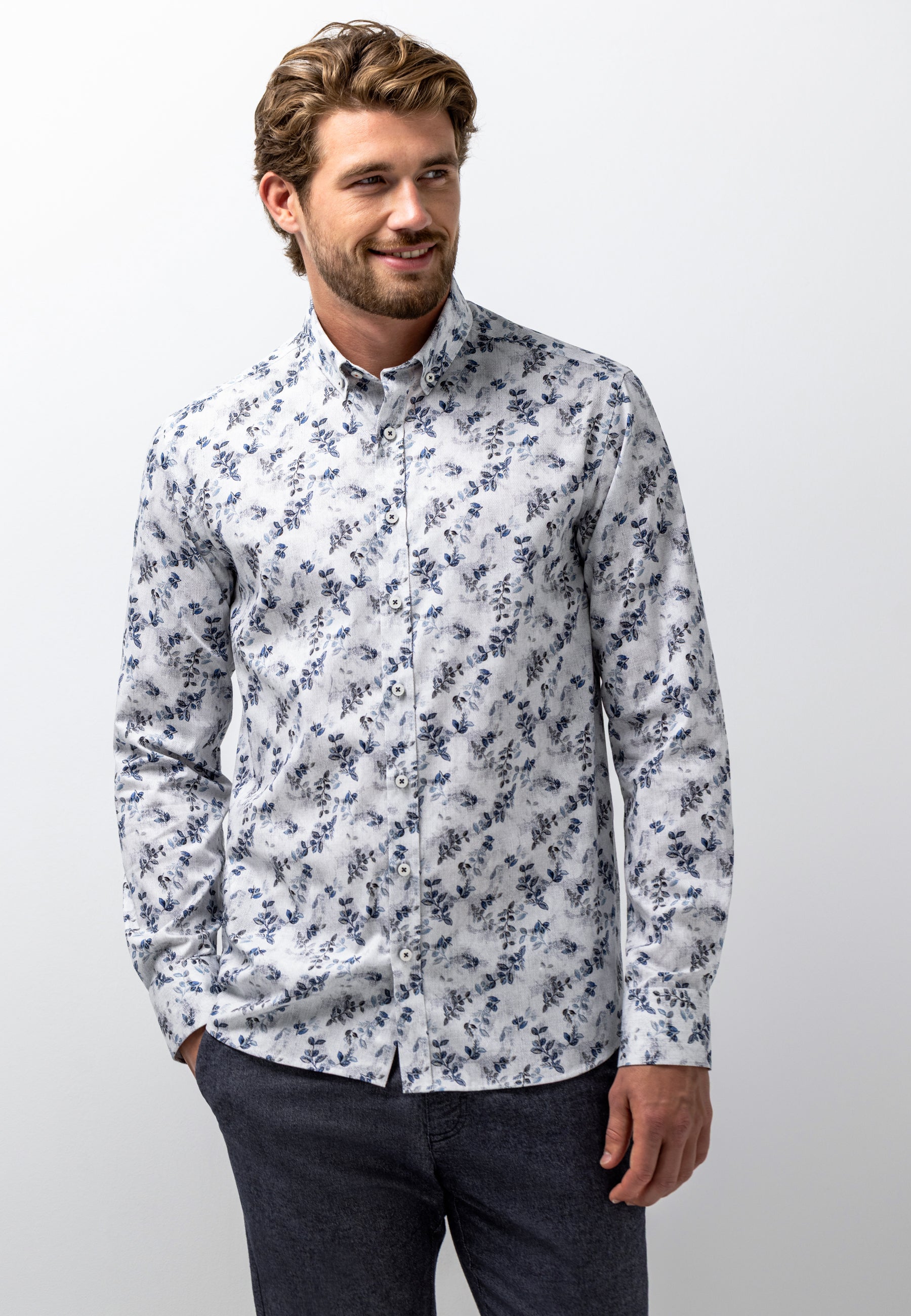 Shirt with print and texture