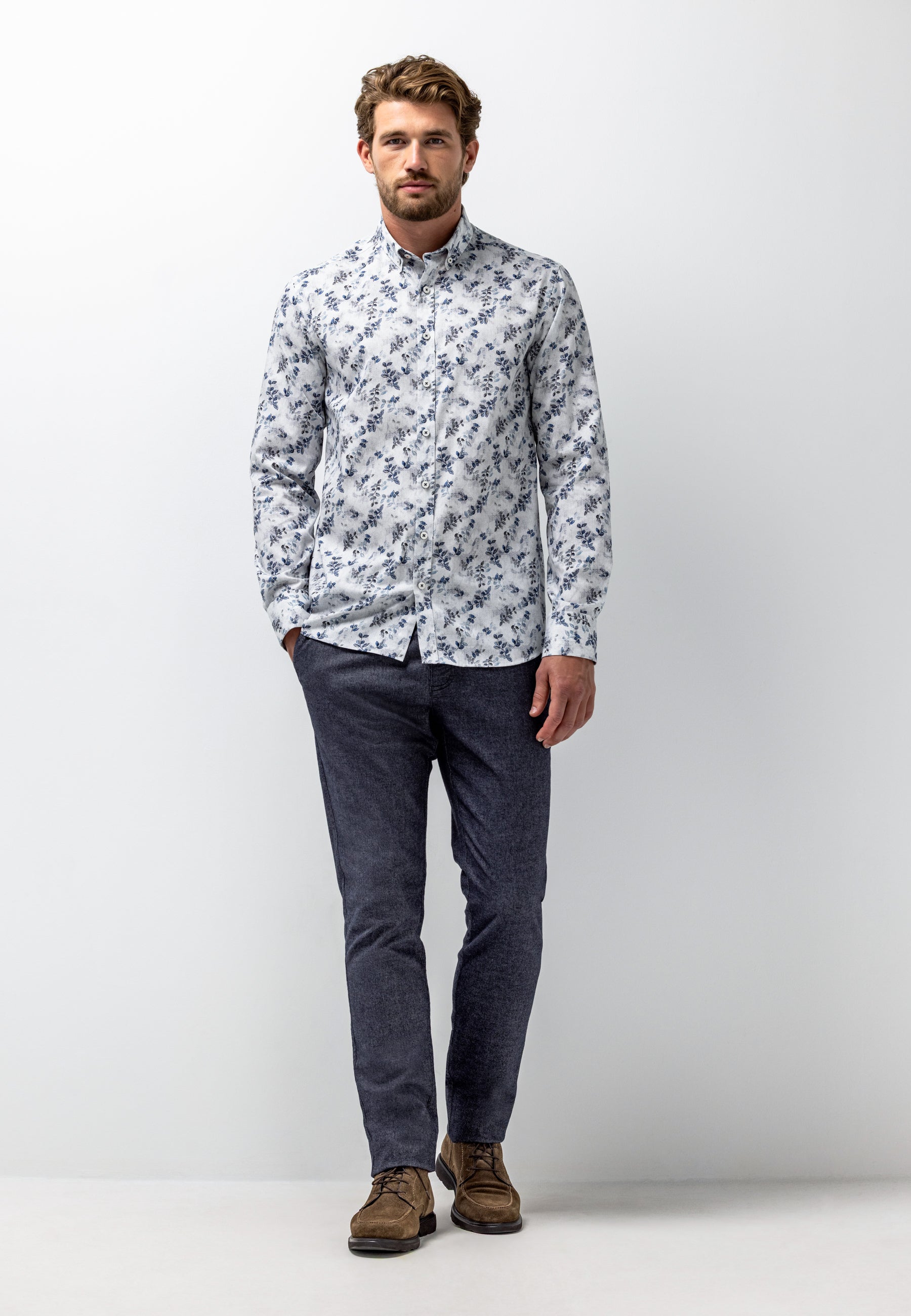 Shirt with print and texture