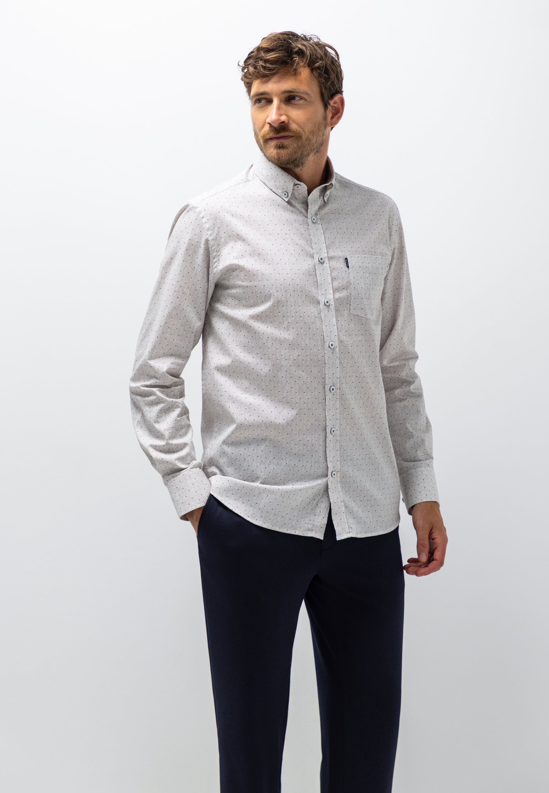 Shirt with print and textured pattern