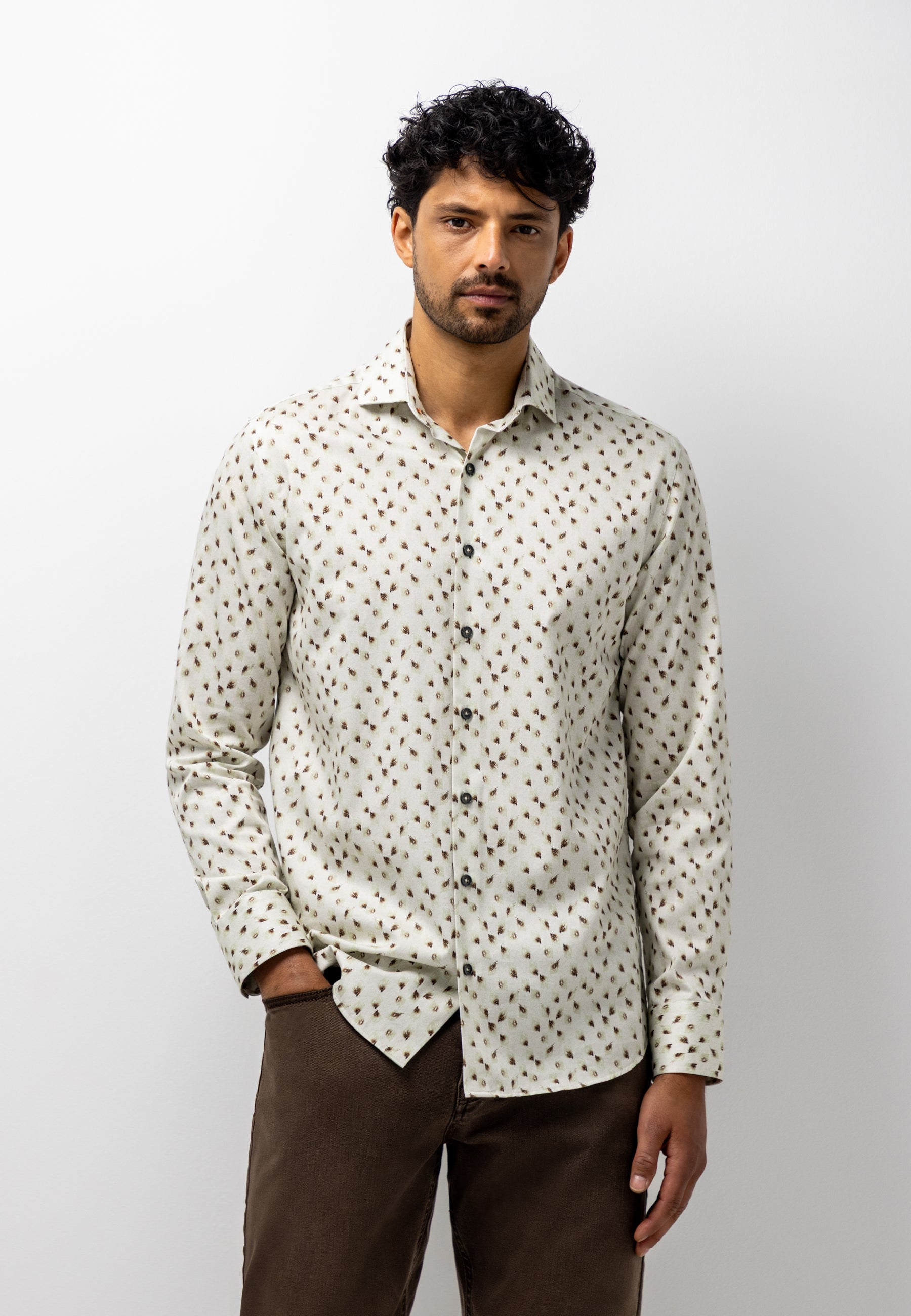 Shirt with satin all-over print