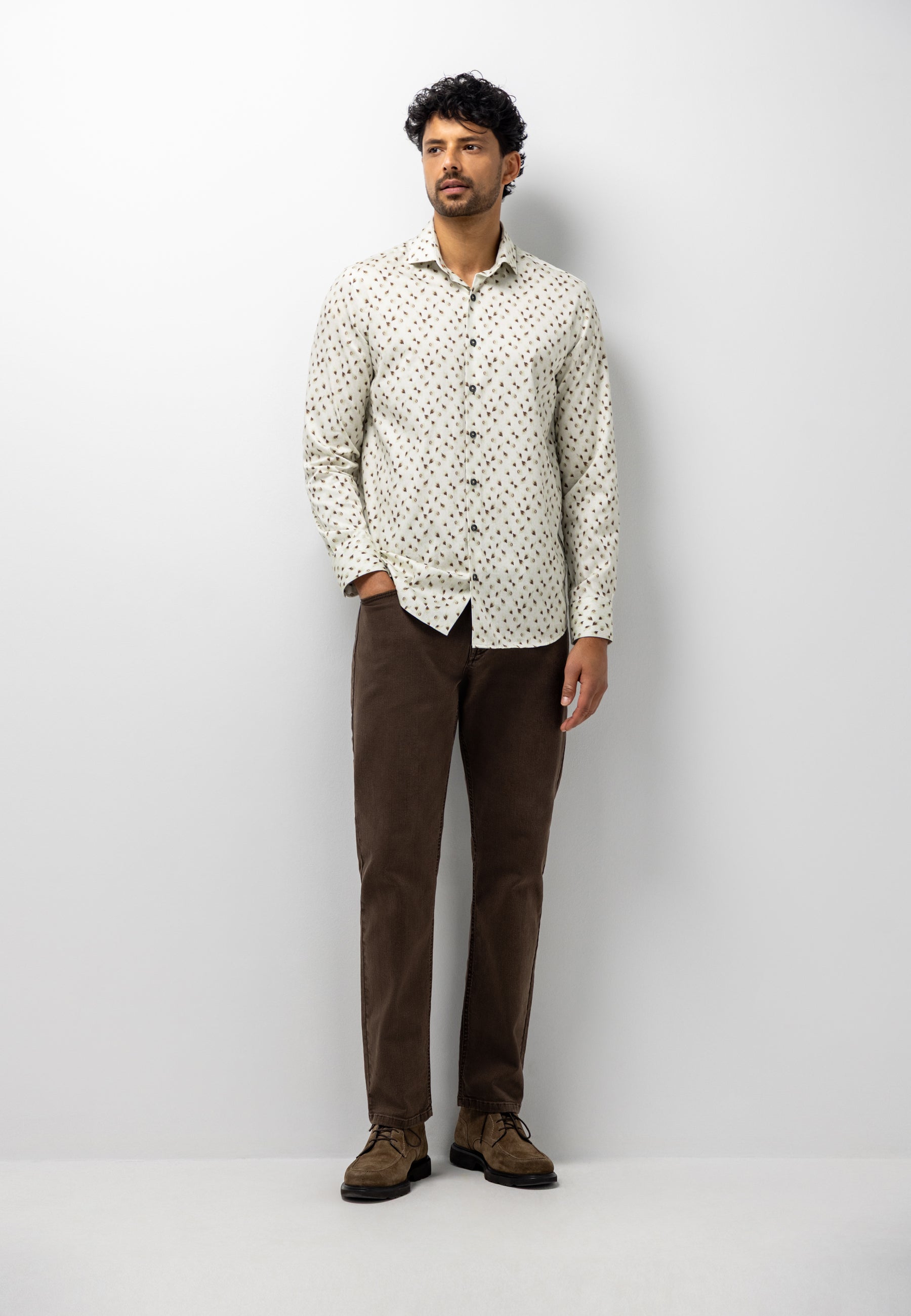 Shirt with satin all-over print