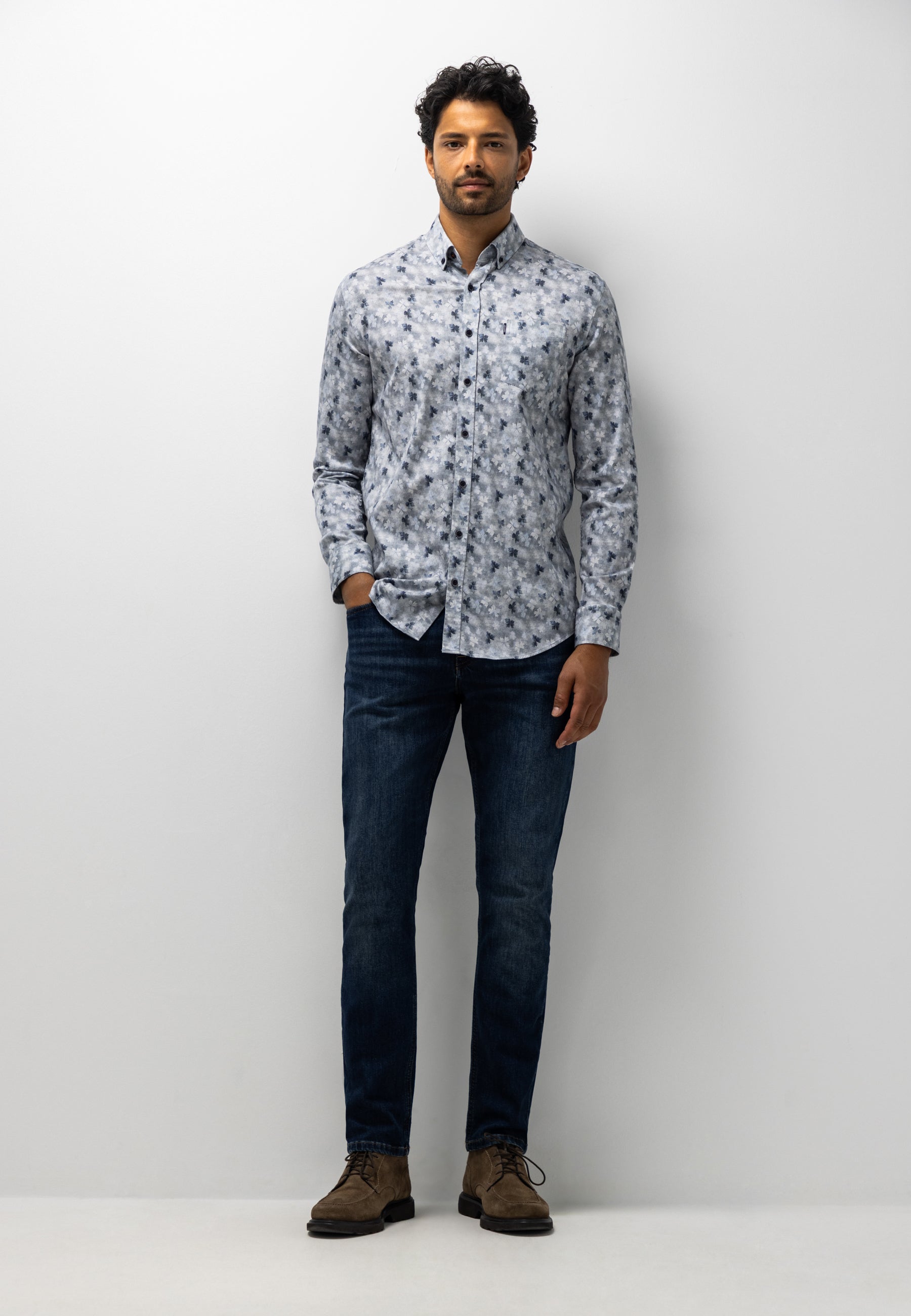 Flannel shirt with botanical print