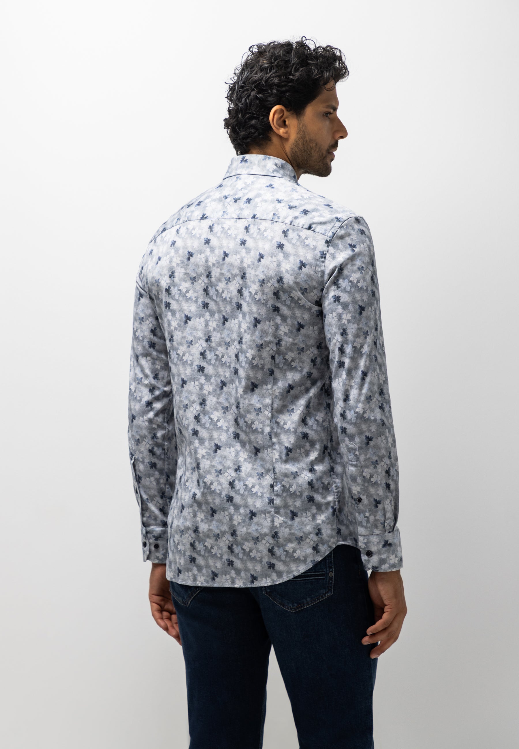 Flannel shirt with botanical print