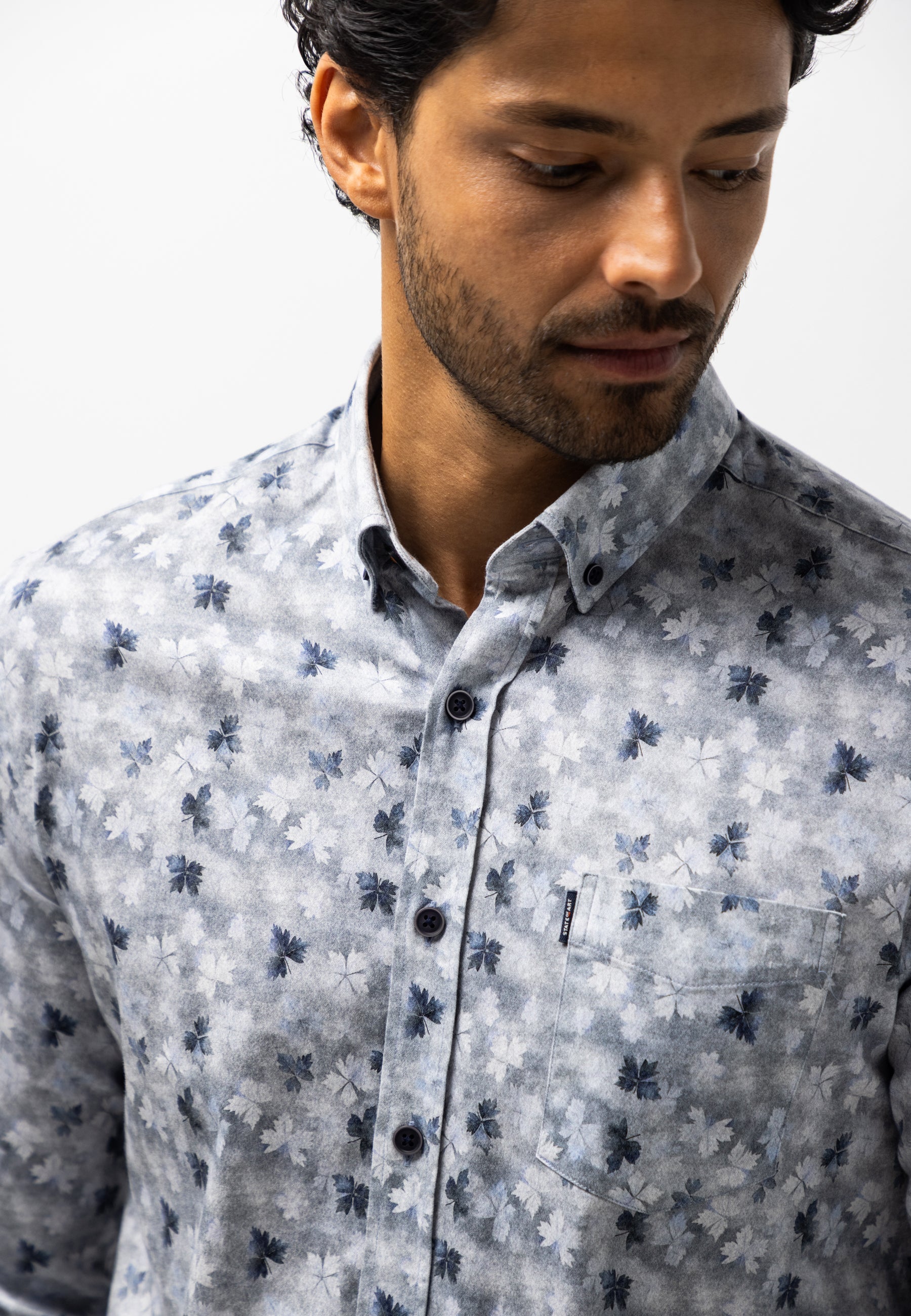 Flannel shirt with botanical print