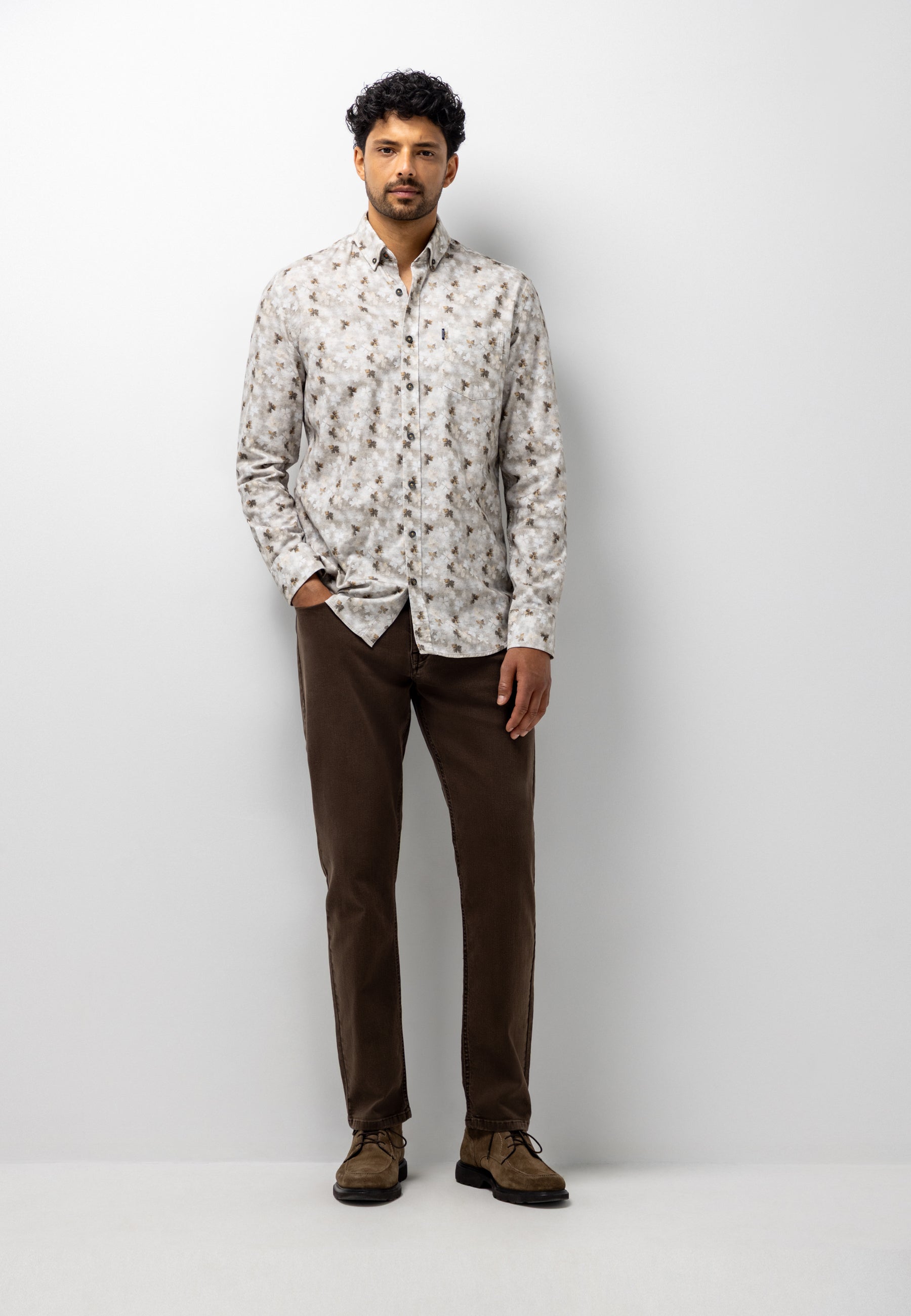 Flannel shirt with botanical print