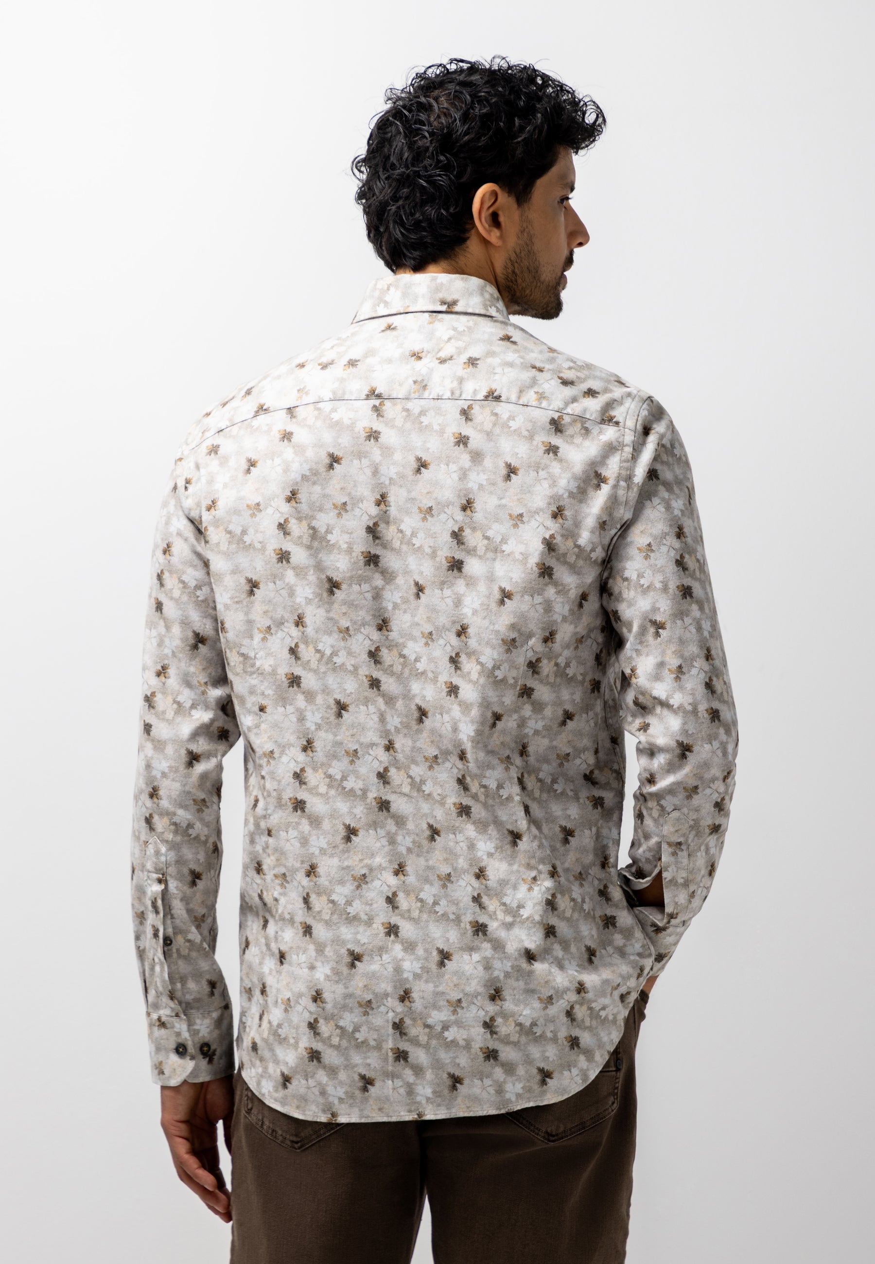Flannel shirt with botanical print
