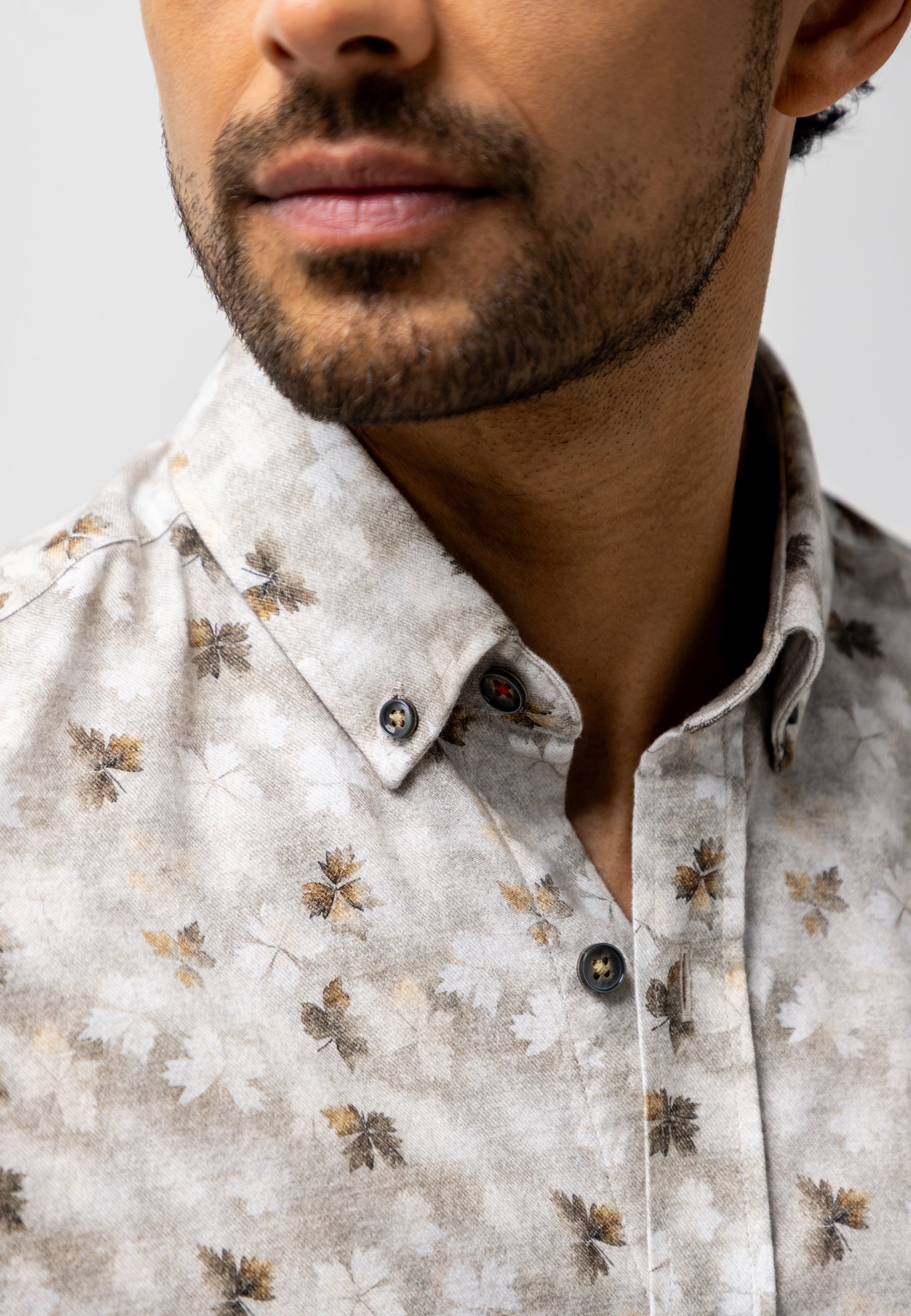Flannel shirt with botanical print