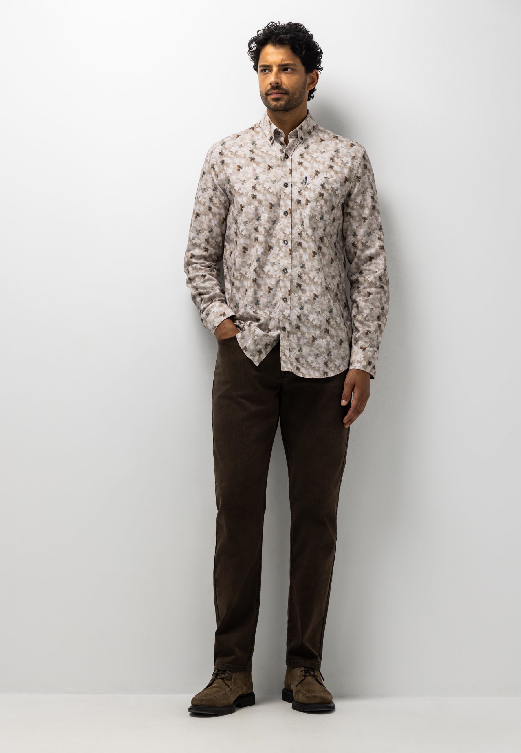 Flannel shirt with botanical print