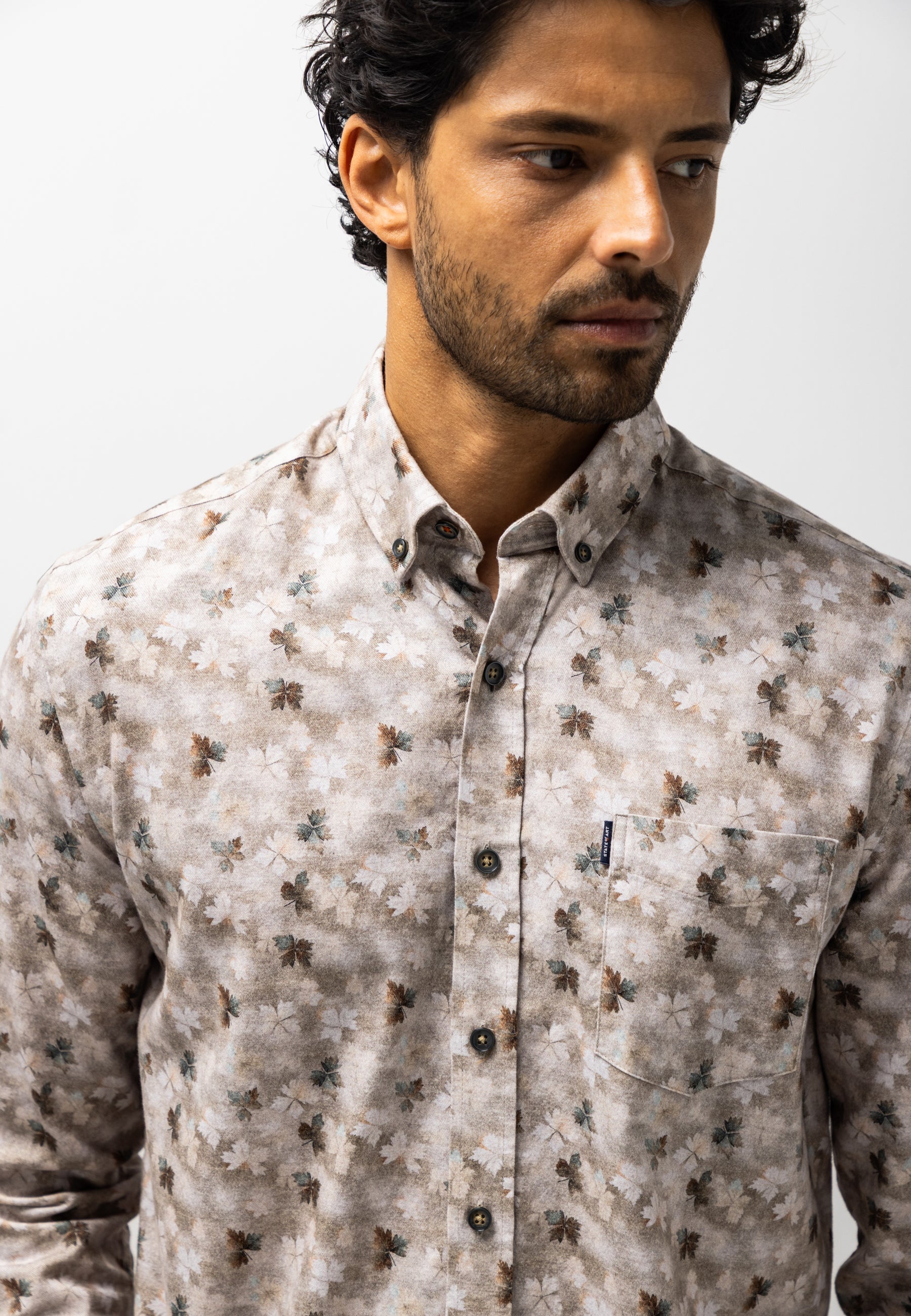 Flannel shirt with botanical print