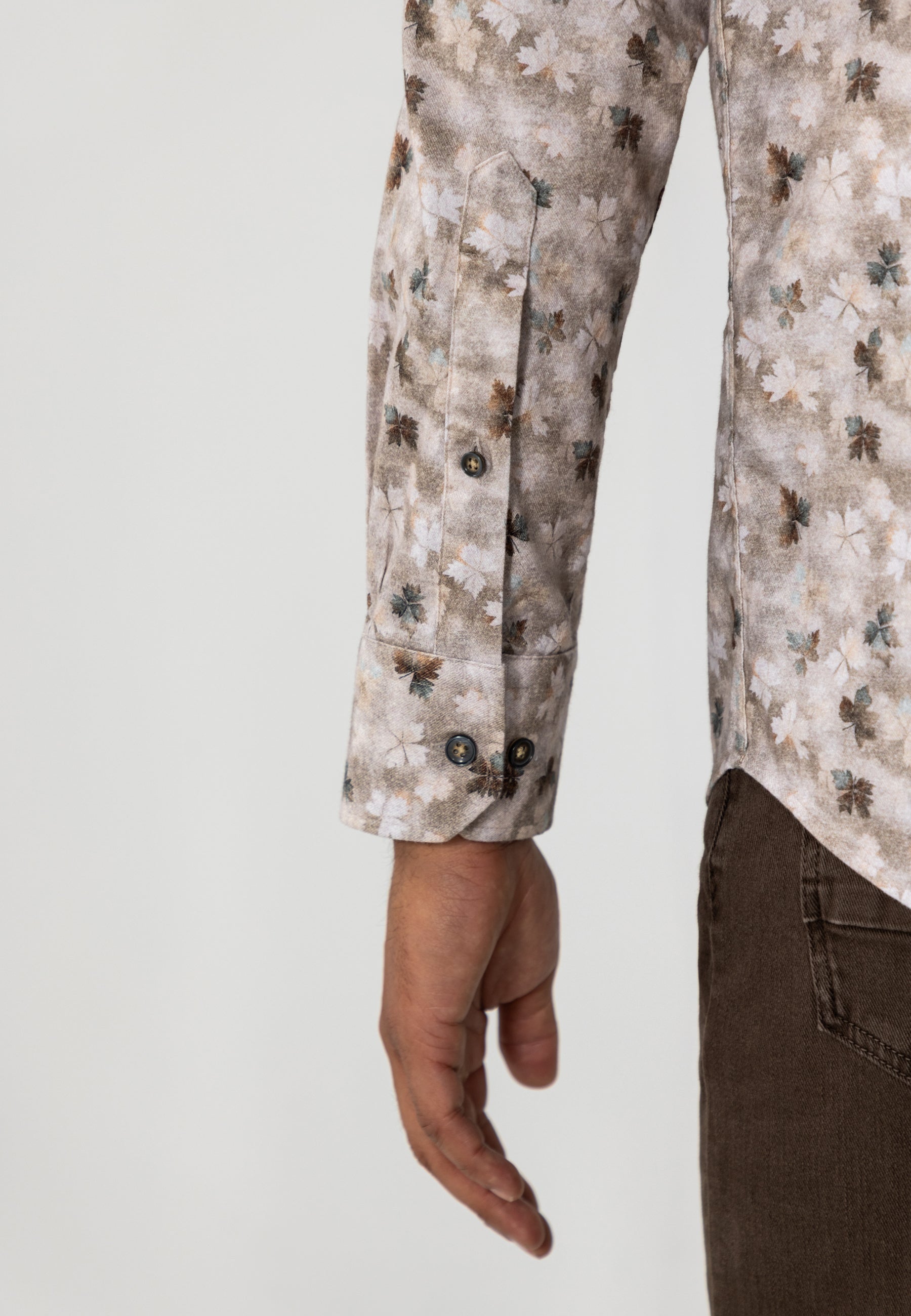 Flannel shirt with botanical print
