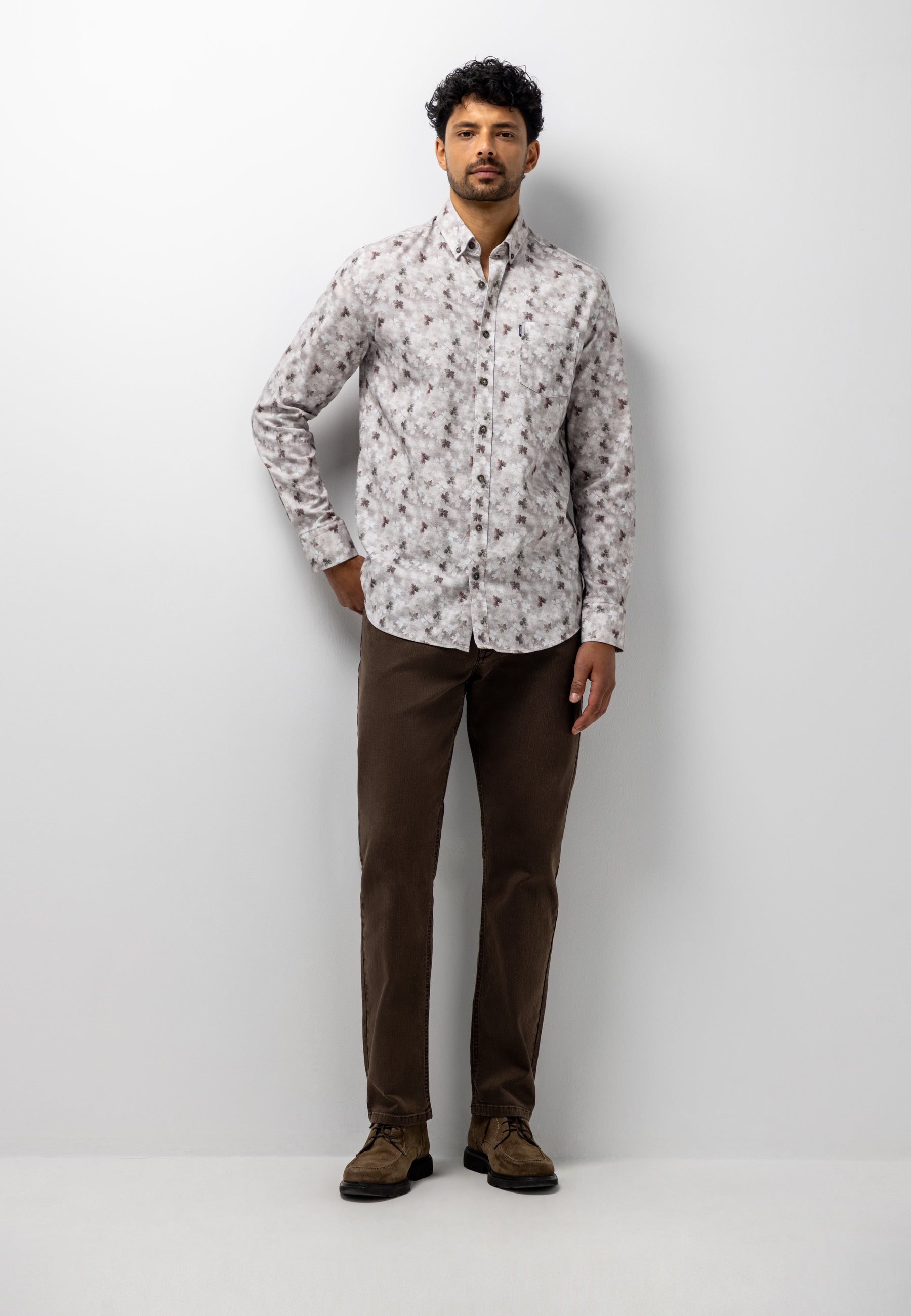 Flannel shirt with botanical print