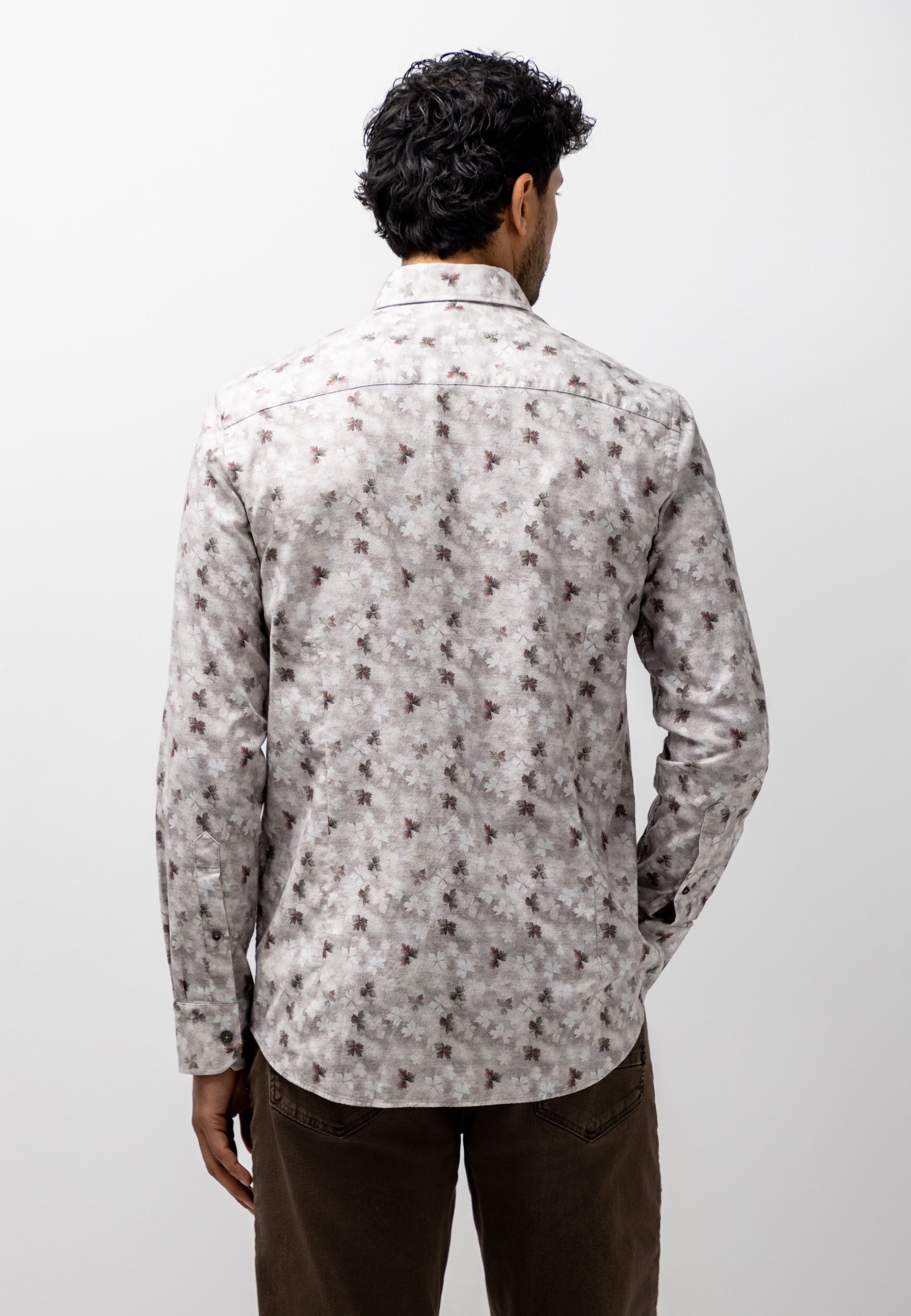 Flannel shirt with botanical print