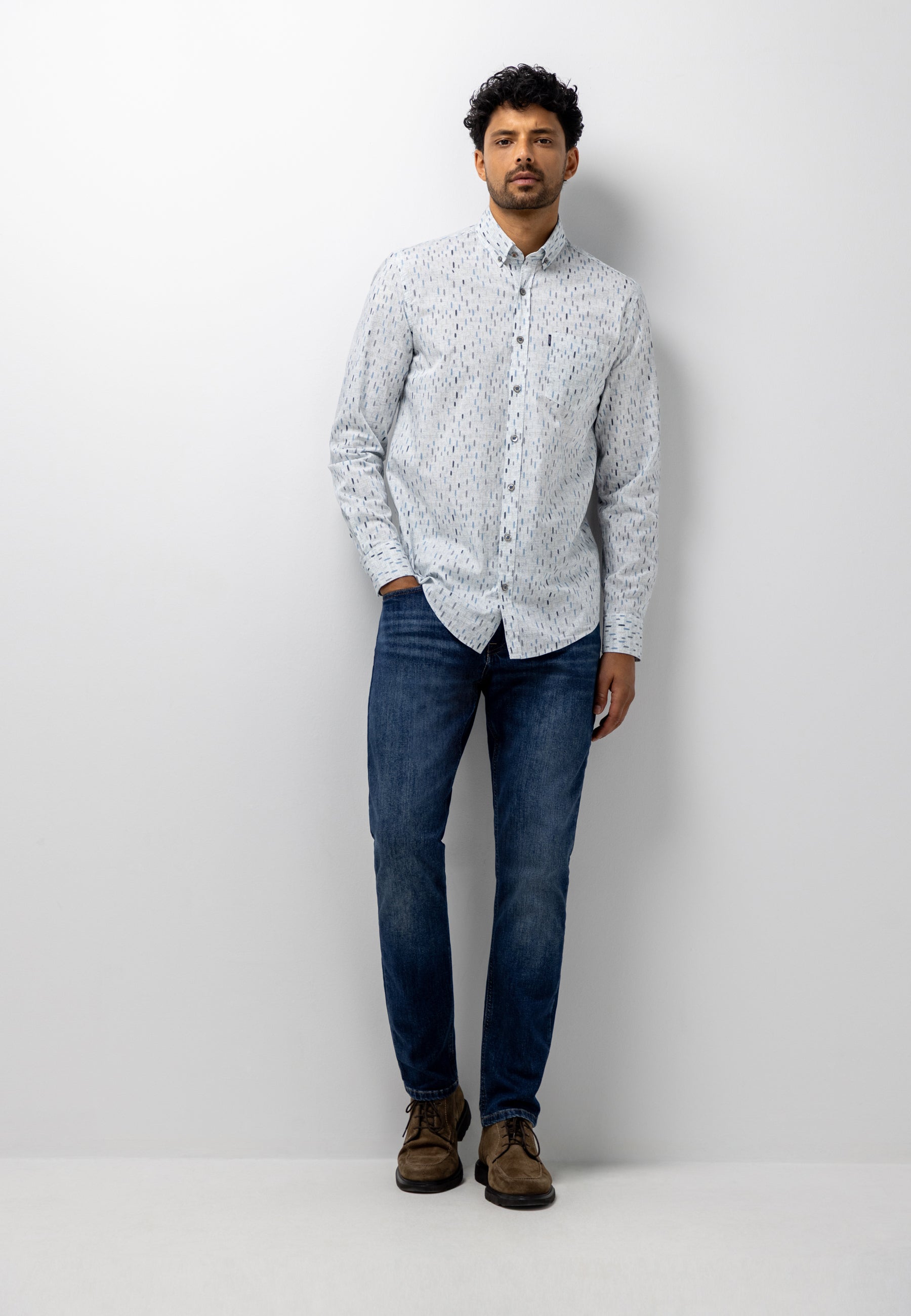 Poplin shirt with chest pocket