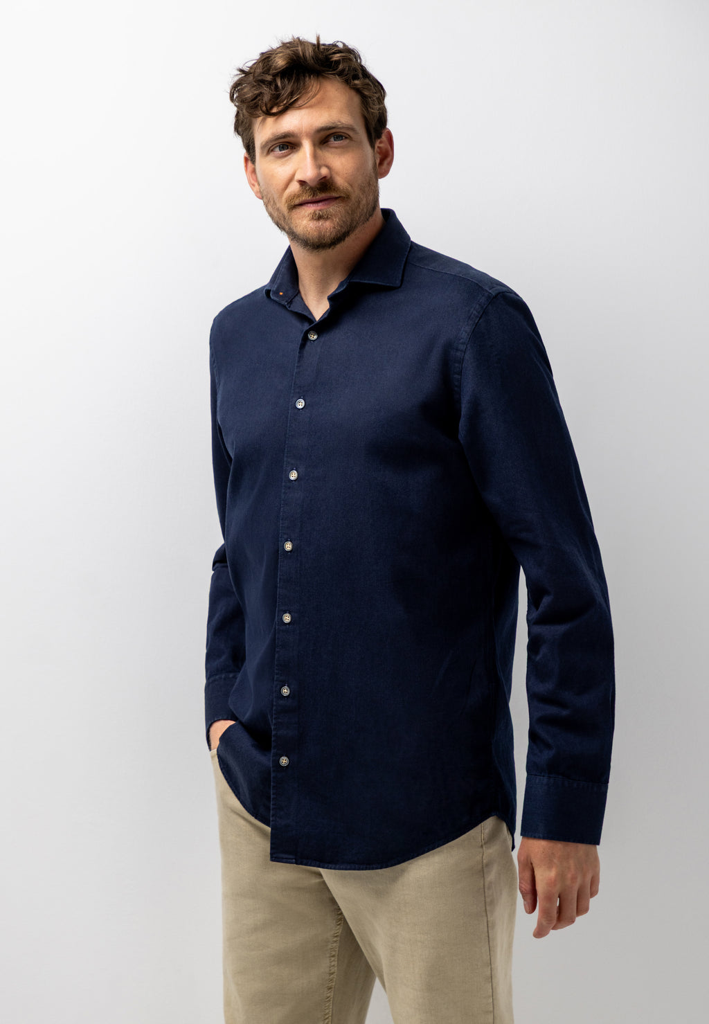 Denim overhemd van katoen