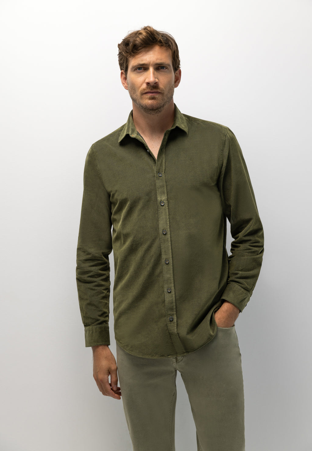 Fluwelen overhemd met gemêleerd dessin