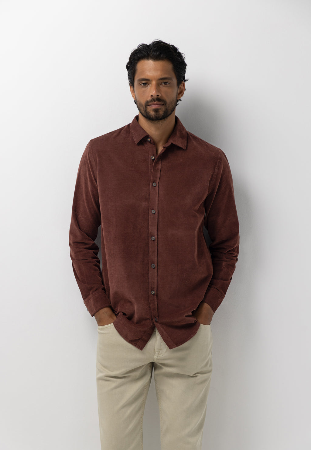 Chemise en velours à motif chiné