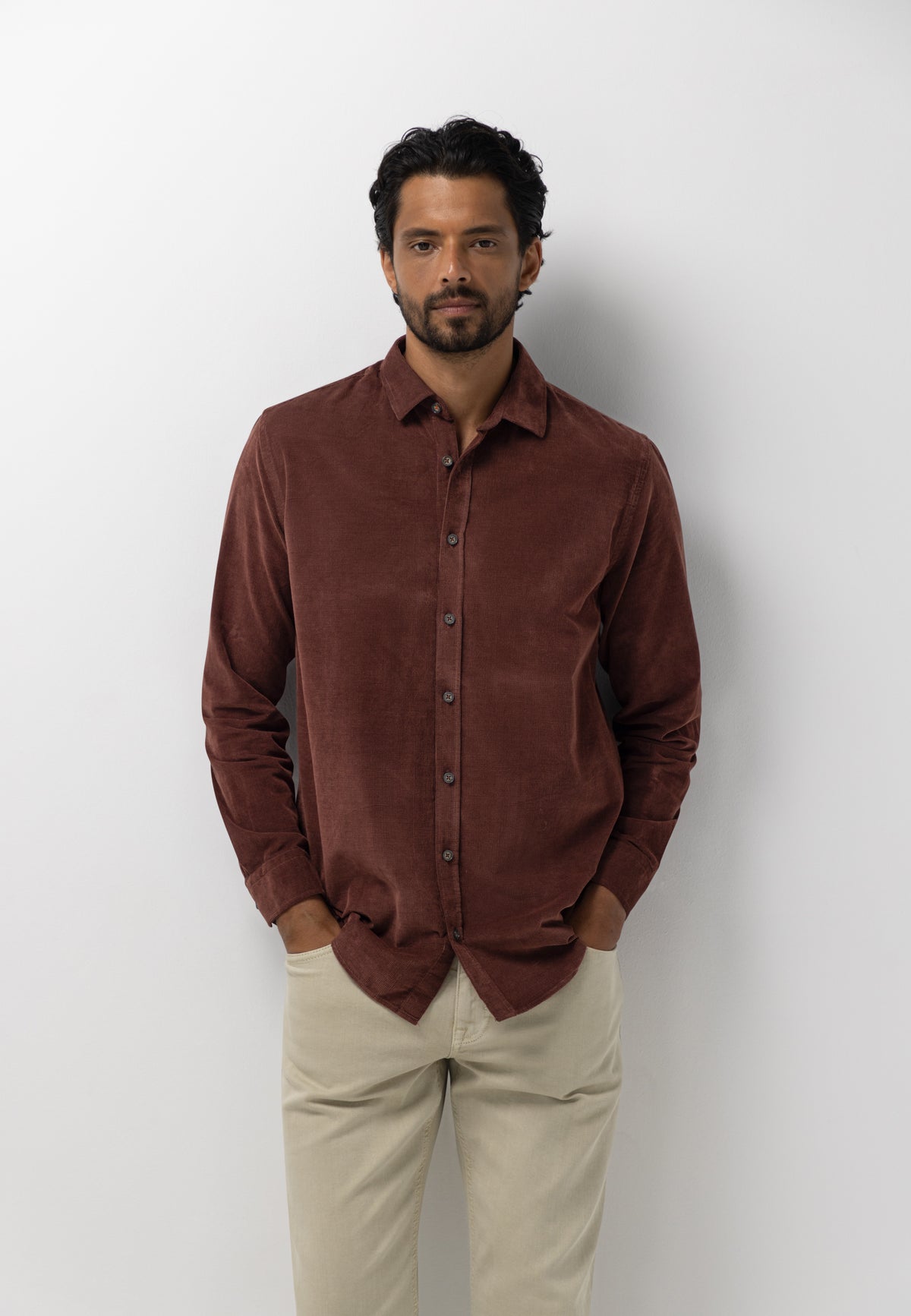 Chemise en velours à motif chiné