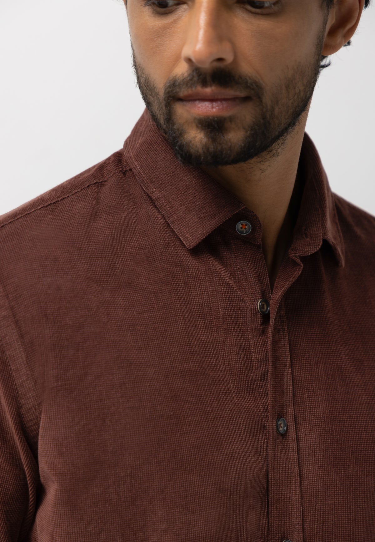 Chemise en velours à motif chiné