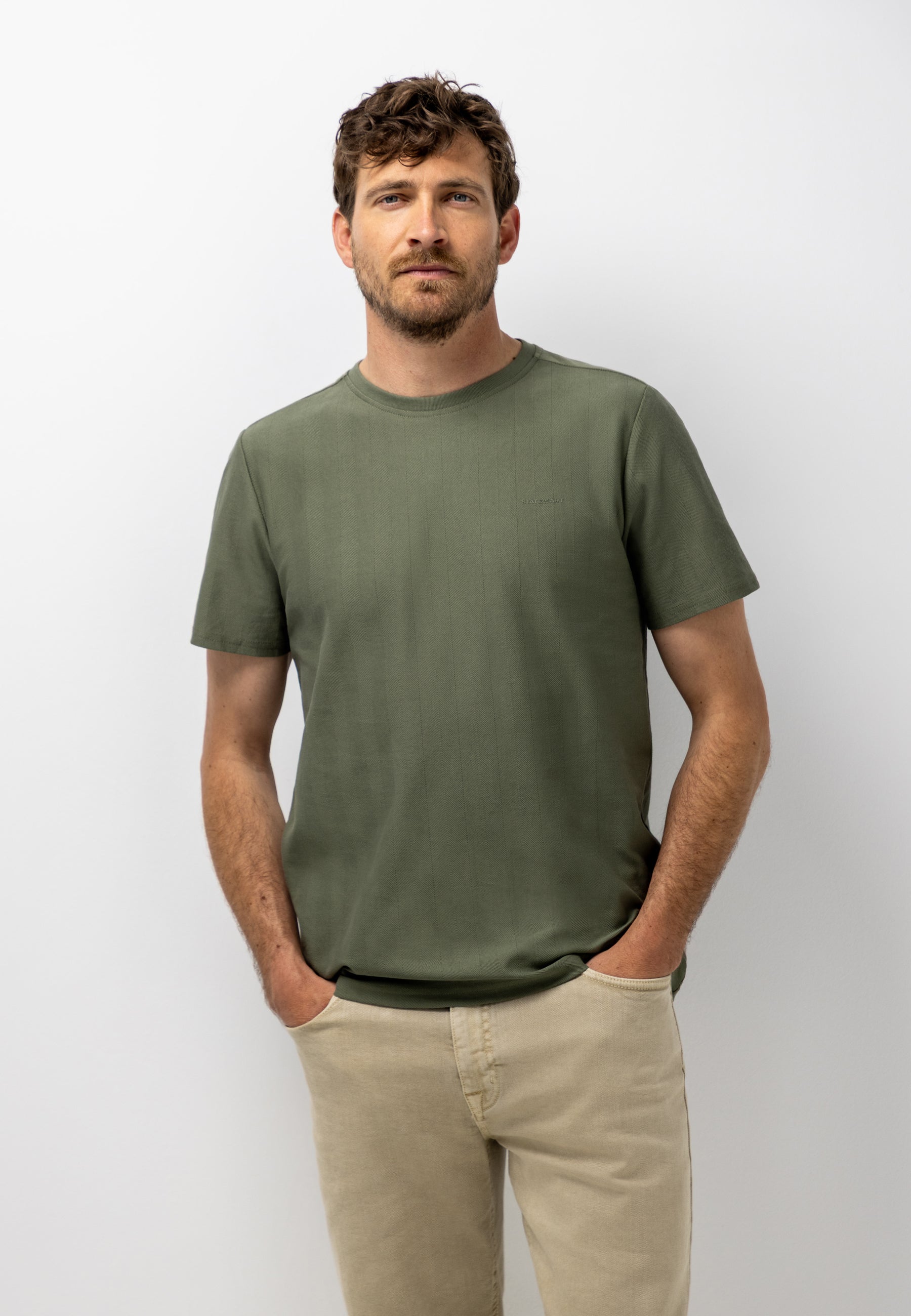 T-shirt with Herringbone Pattern
