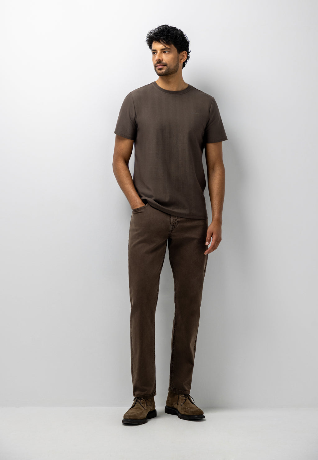 T-shirt with Herringbone Pattern