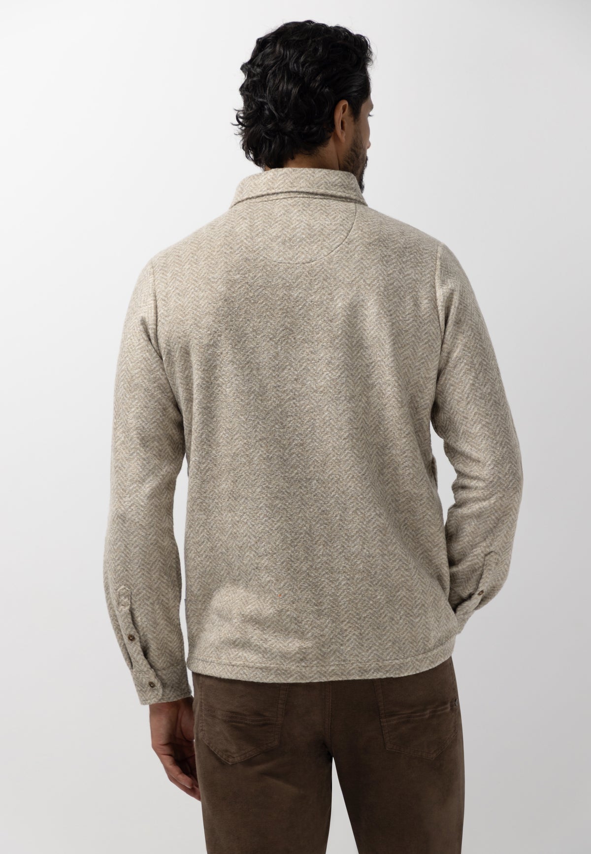 Jersey polo with herringbone pattern
