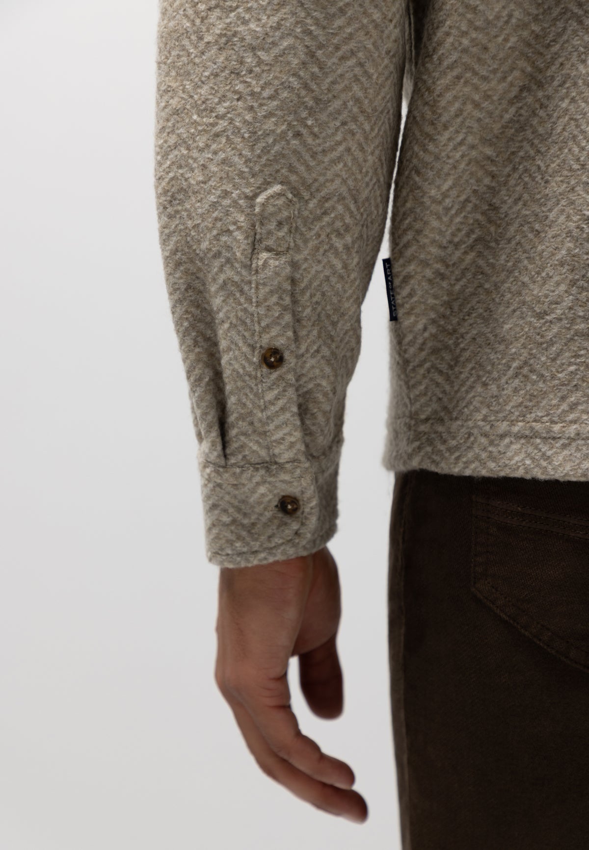 Jersey polo with herringbone pattern
