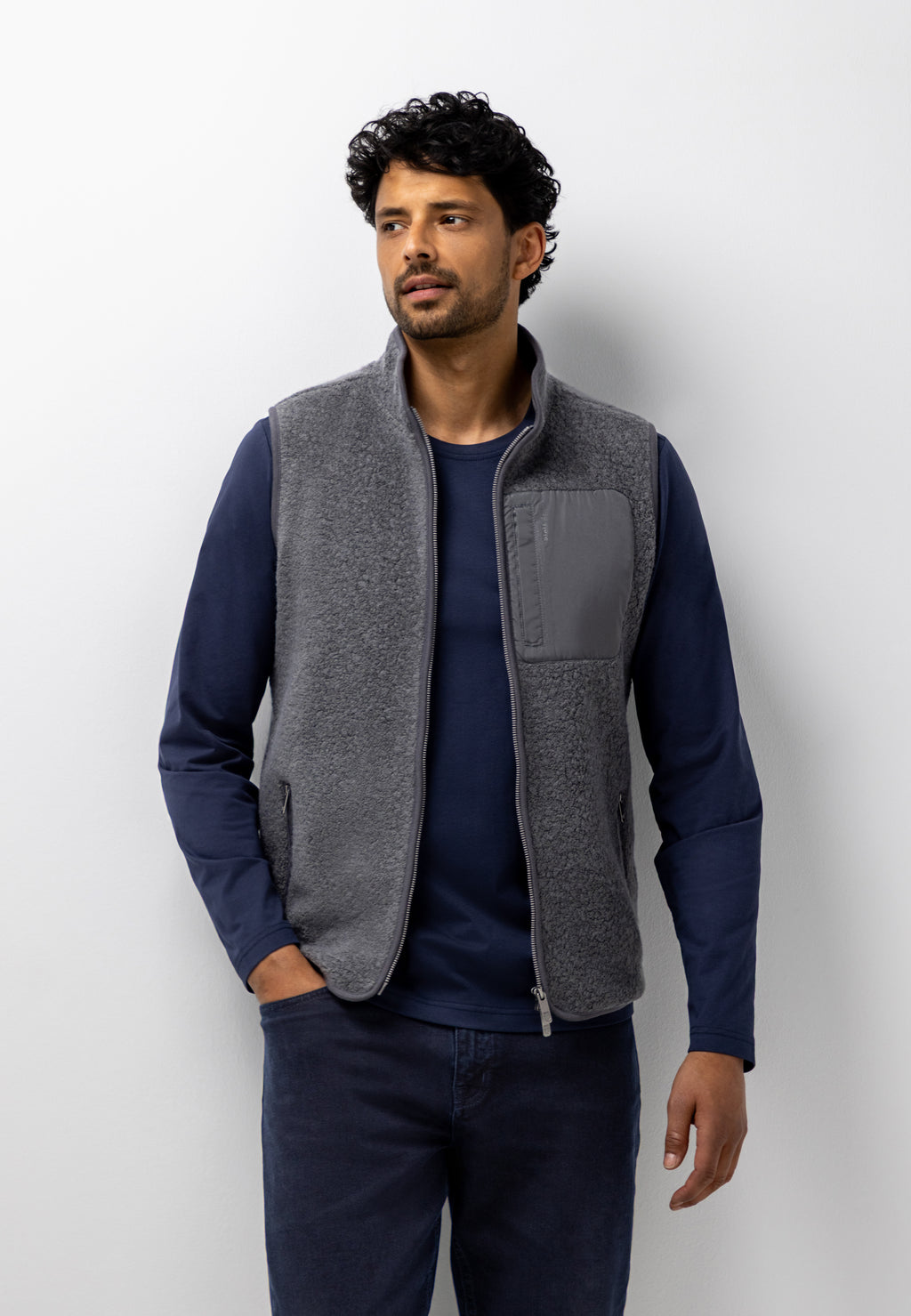 Bodywarmer in teddy fabric