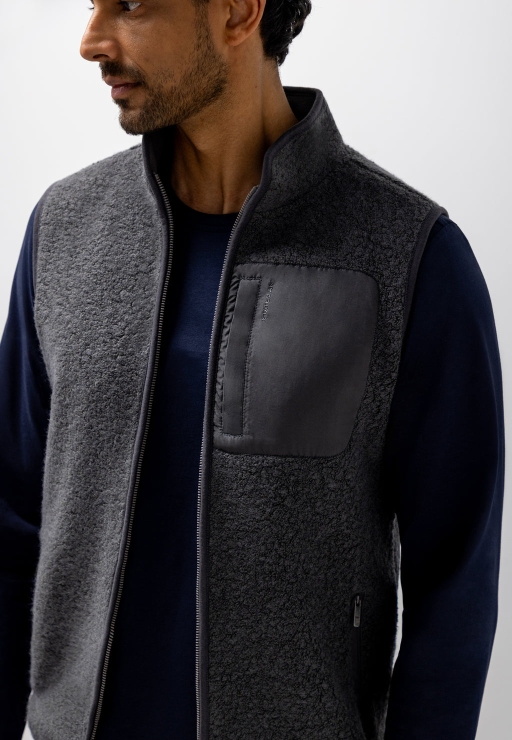 Bodywarmer in teddy fabric