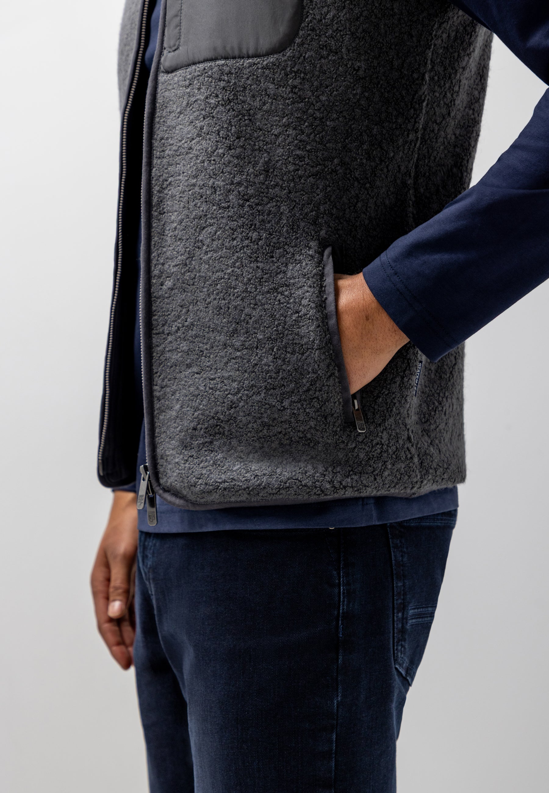 Bodywarmer in teddy fabric