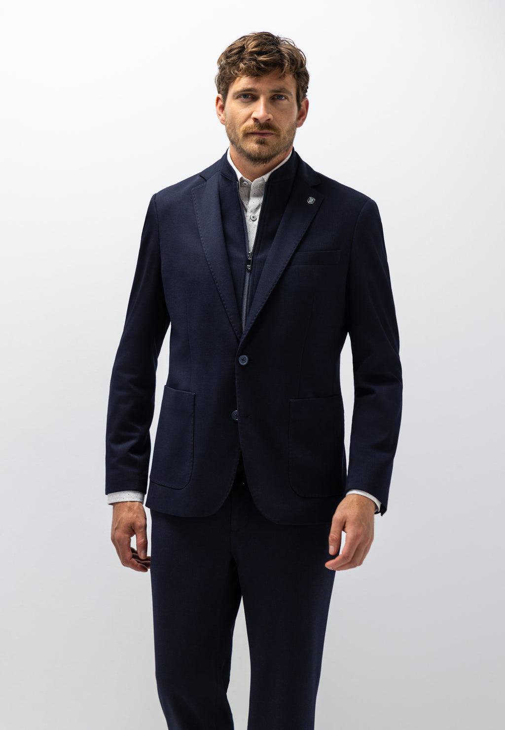 Gemêleerde blazer met visgraatdessin