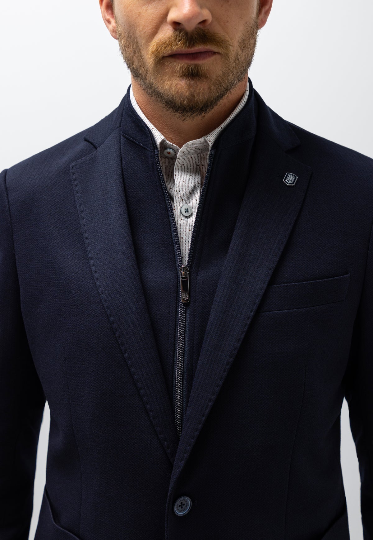 Gemêleerde blazer met visgraatdessin