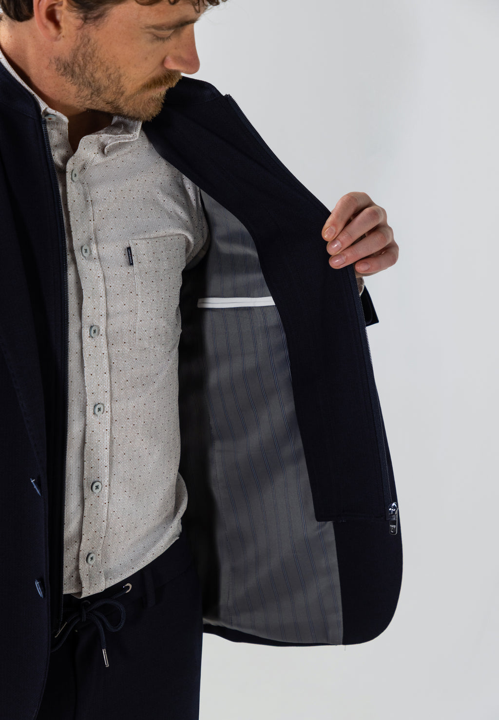 Gemêleerde blazer met visgraatdessin