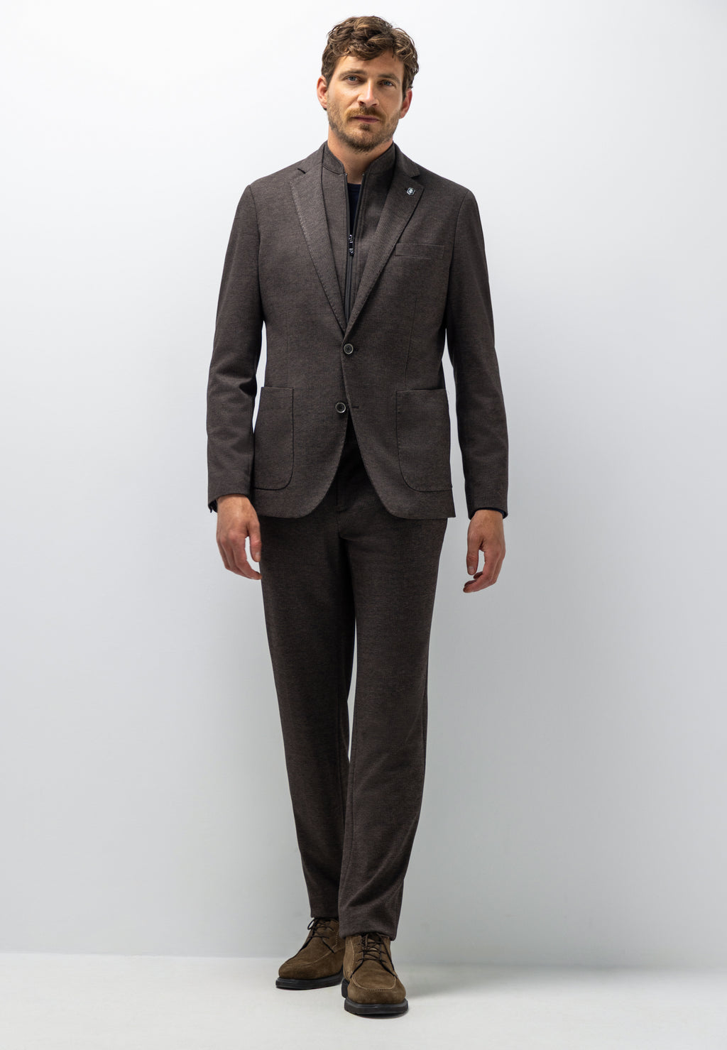Gemêleerde blazer met visgraatdessin