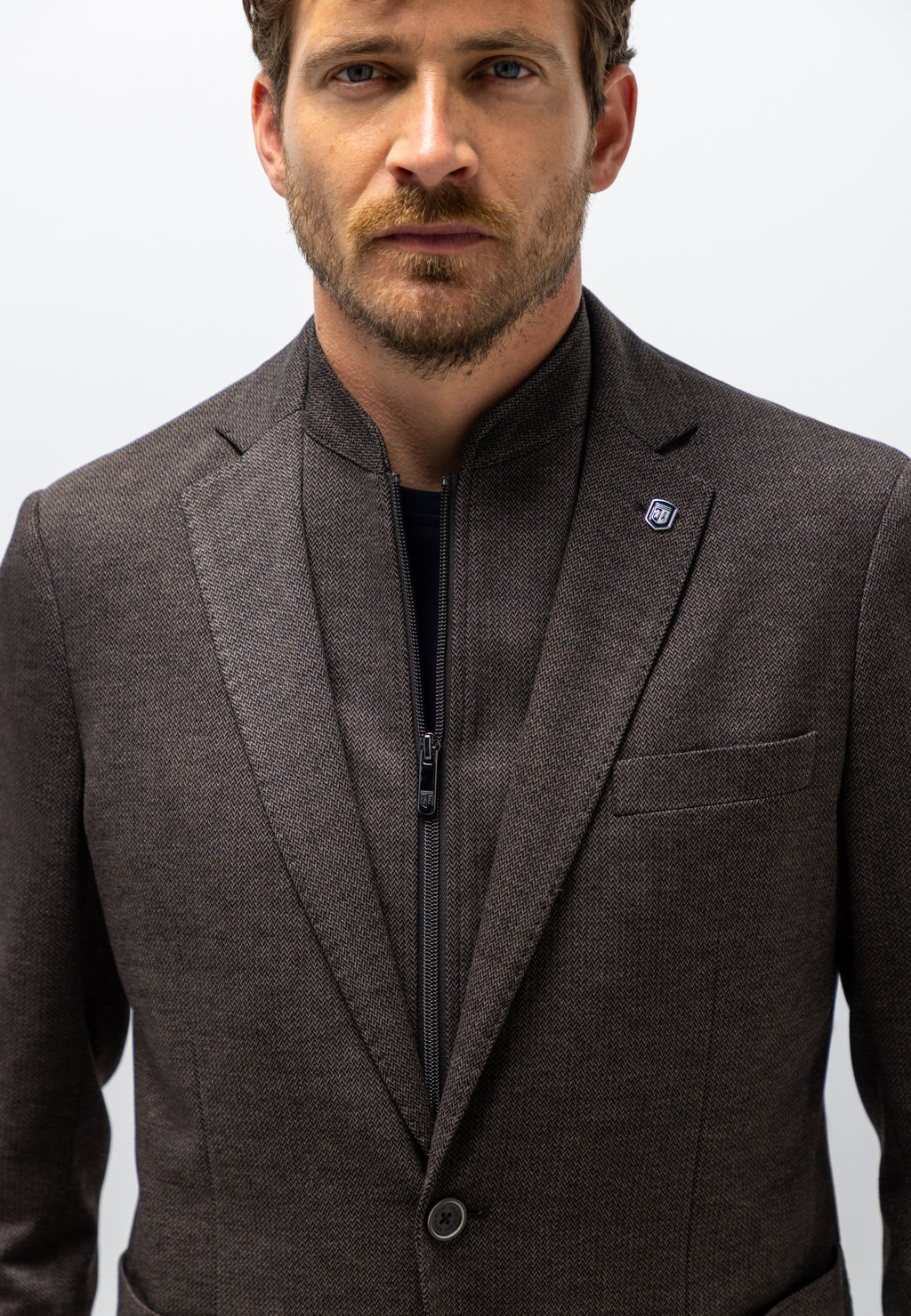 Gemêleerde blazer met visgraatdessin